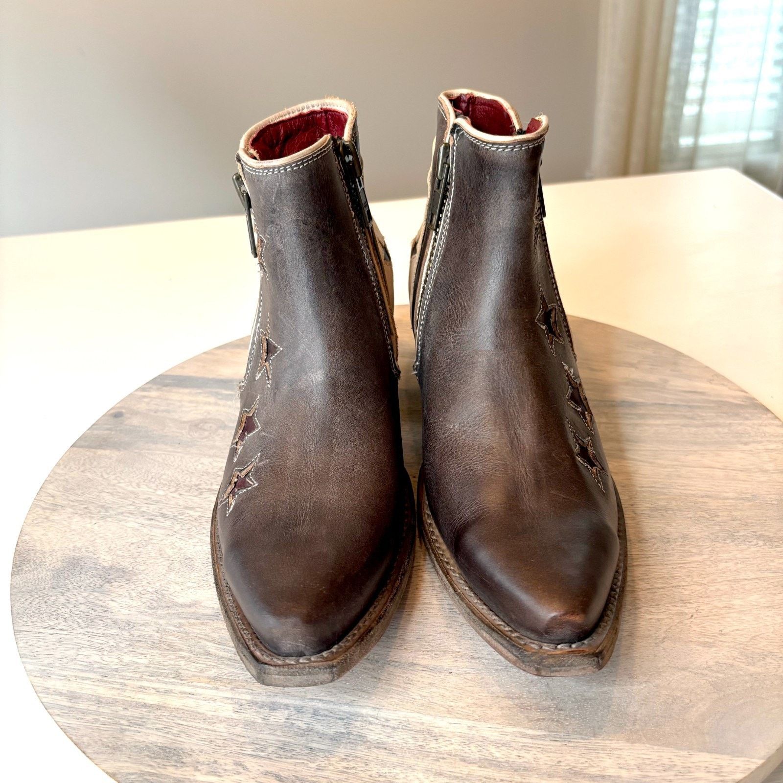 FREEBIRD Freebird Weaver Leather Ankle Boots Brown Western Women's 8 Size US 8 / IT 38 - 4 Thumbnail
