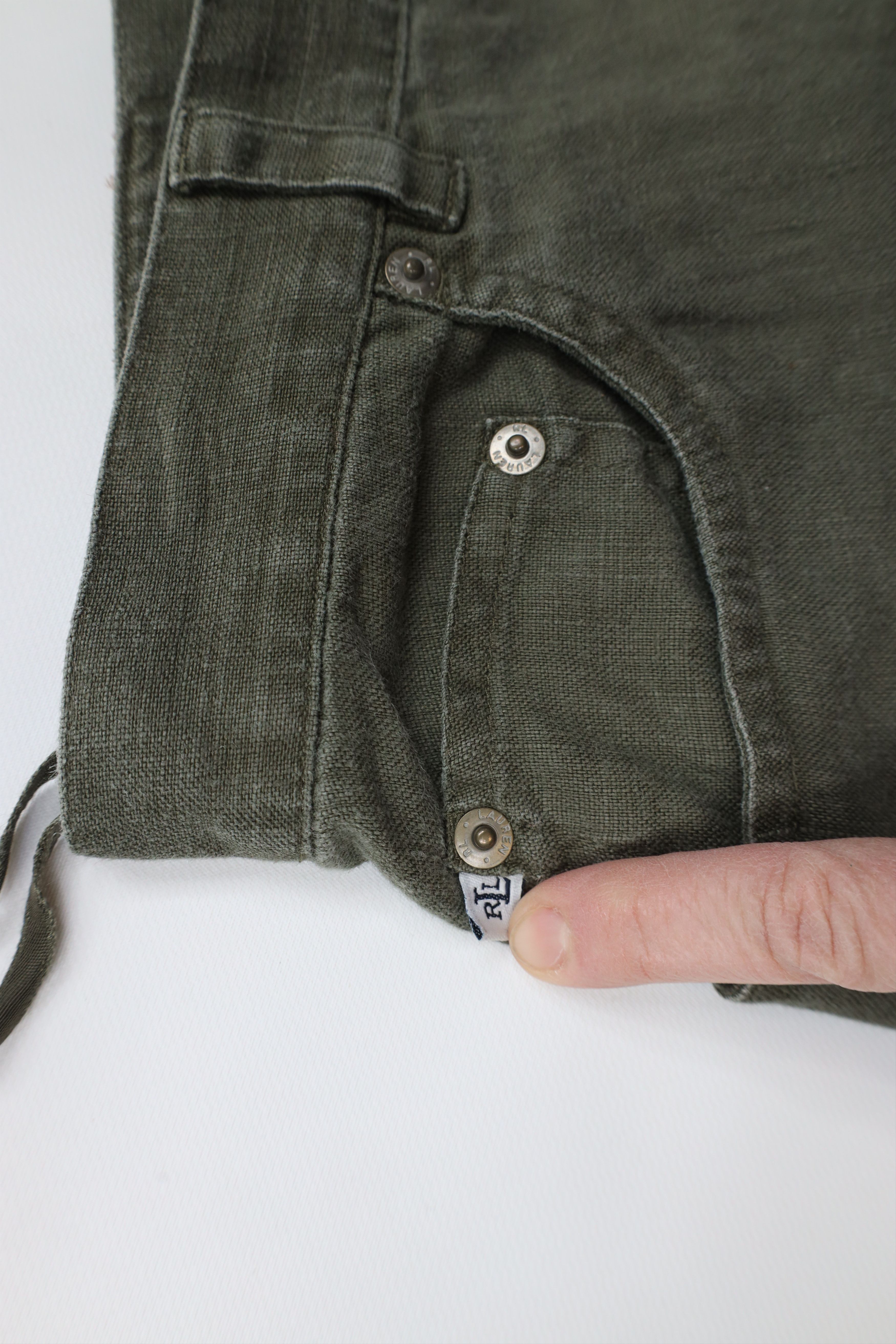 Ralph Lauren × Vintage Vintage 90s Ralph Lauren Relaxed Fit Linen Chino Pants Green Size 32" / US 10 / IT 46 - 7 Thumbnail