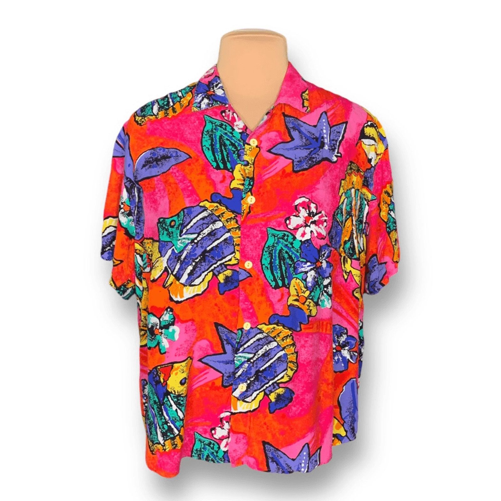 Hilo Hattie × Vintage Vintage Hilo Hattie Hawaiian Shirt Bright Tropical Fish Size US XL / EU 56 / 4 - 3 Thumbnail