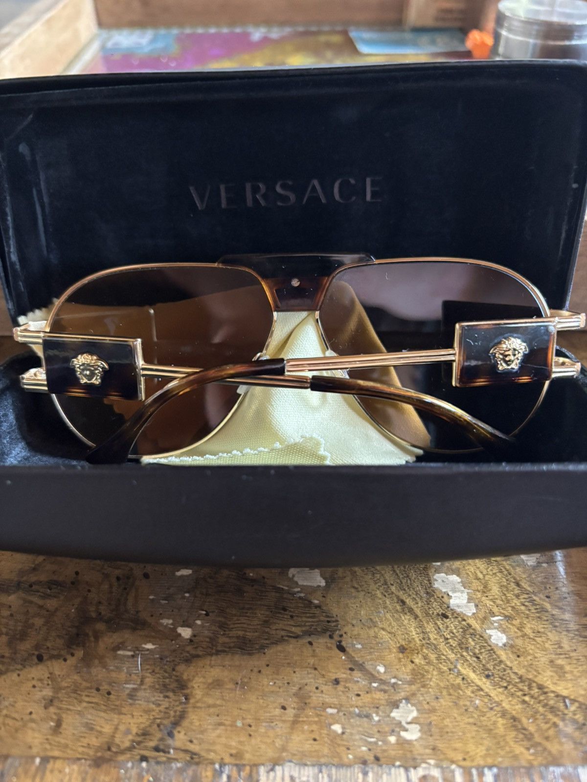 Versace Versace Gold Luxury Sunglasses Model 2252 Size ONE SIZE - 2 Thumbnail