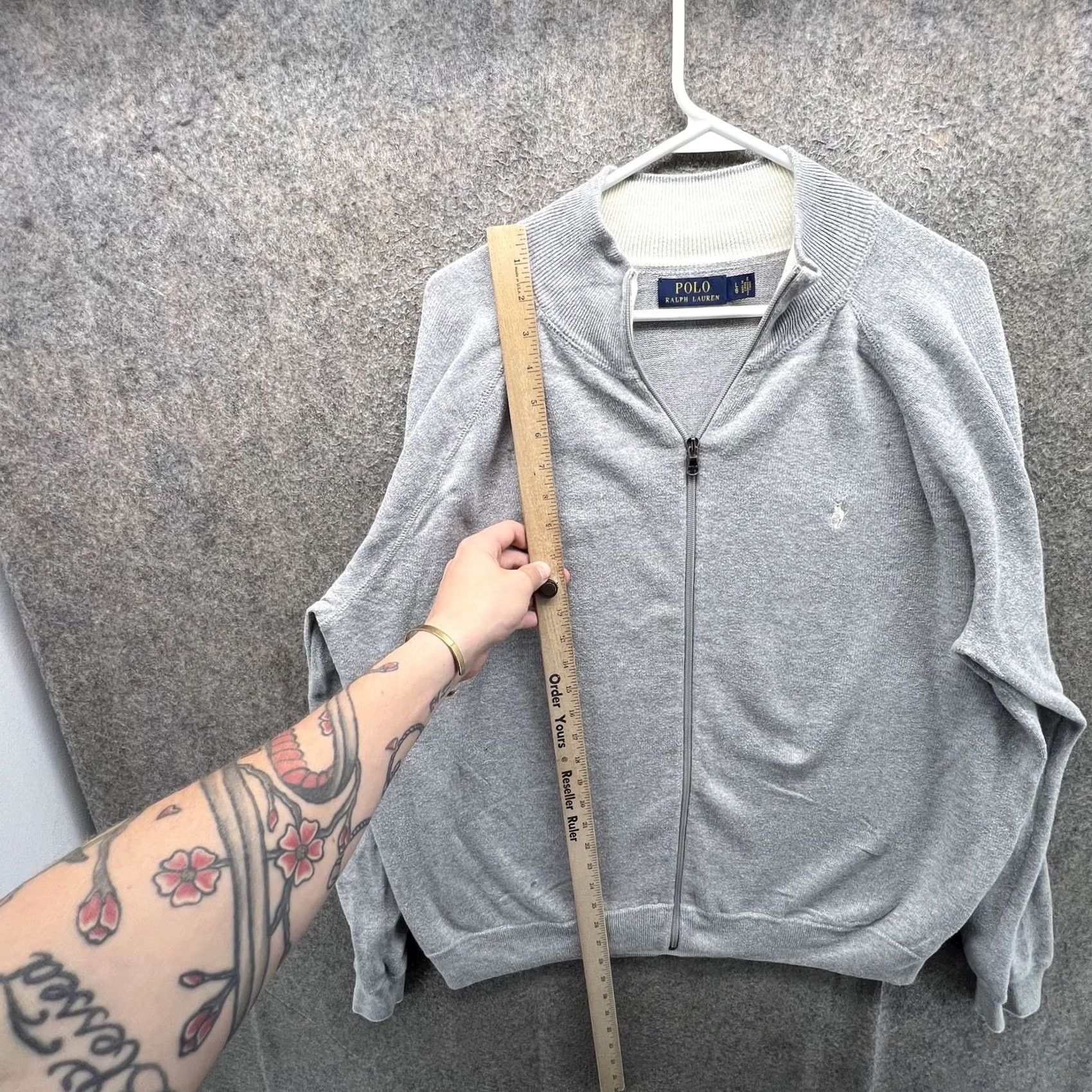 Polo Ralph Lauren Polo Ralph Lauren Sweater Mens L Gray Full Zip Mock Neck Knit Pony Logo Bomber Size US L / EU 52-54 / 3 - 3 Thumbnail