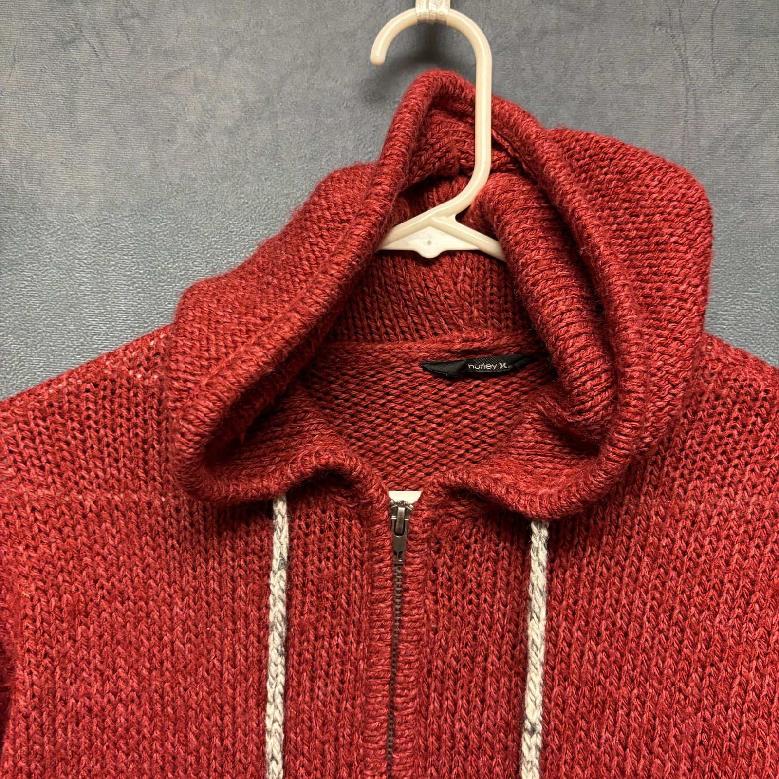 Hurley Hurley Knit Sweater Hoodie Full Zip Burgundy Comfy Cozy Warm Size XS / US 0-2 / IT 36-38 - 5 Thumbnail