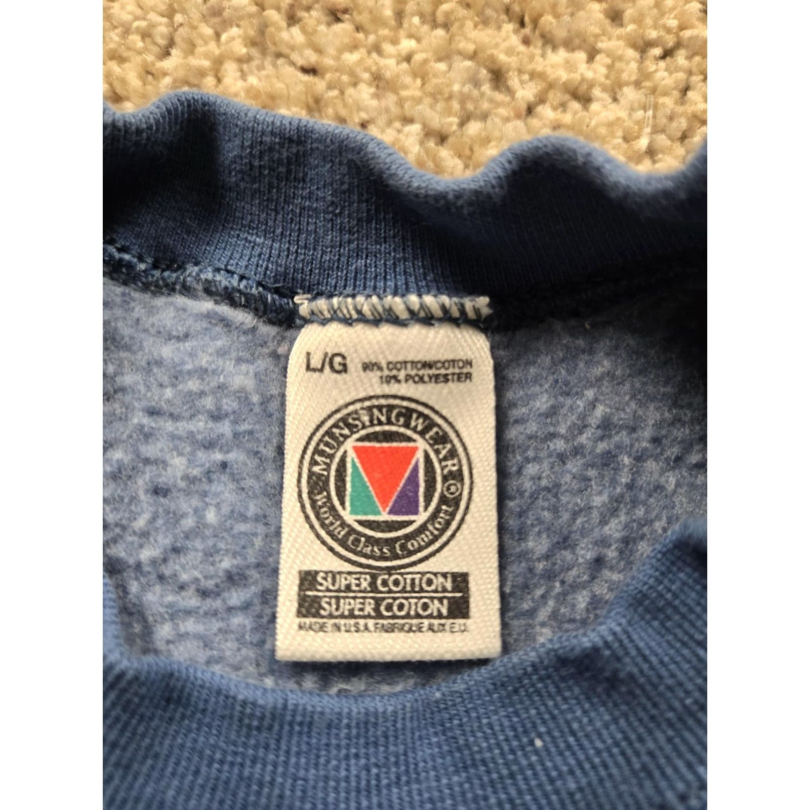 Vintage VINTAGE Munsingwear Sweatshirt Mens Large Blue Crewneck Cotton Made USA 90s Size US L / EU 52-54 / 3 - 4 Thumbnail