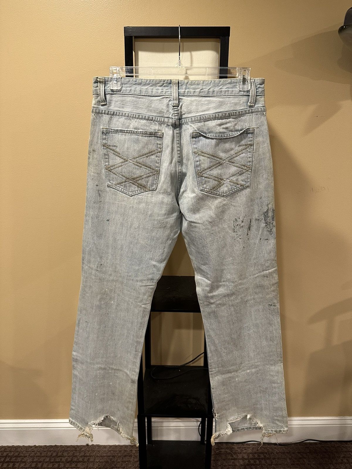 Vintage Vintage Bootcut Flare Trashed Distressed Blue Denim Jeans Size US 32 / EU 48 - 4 Thumbnail