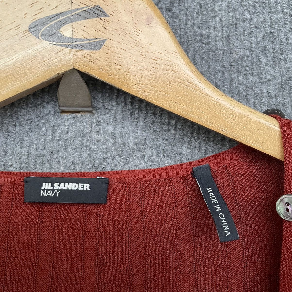 Jil Sander Jil Sander Navy Brick Red Button Pleated Cardigan Size M / US 6-8 / IT 42-44 - 3 Thumbnail