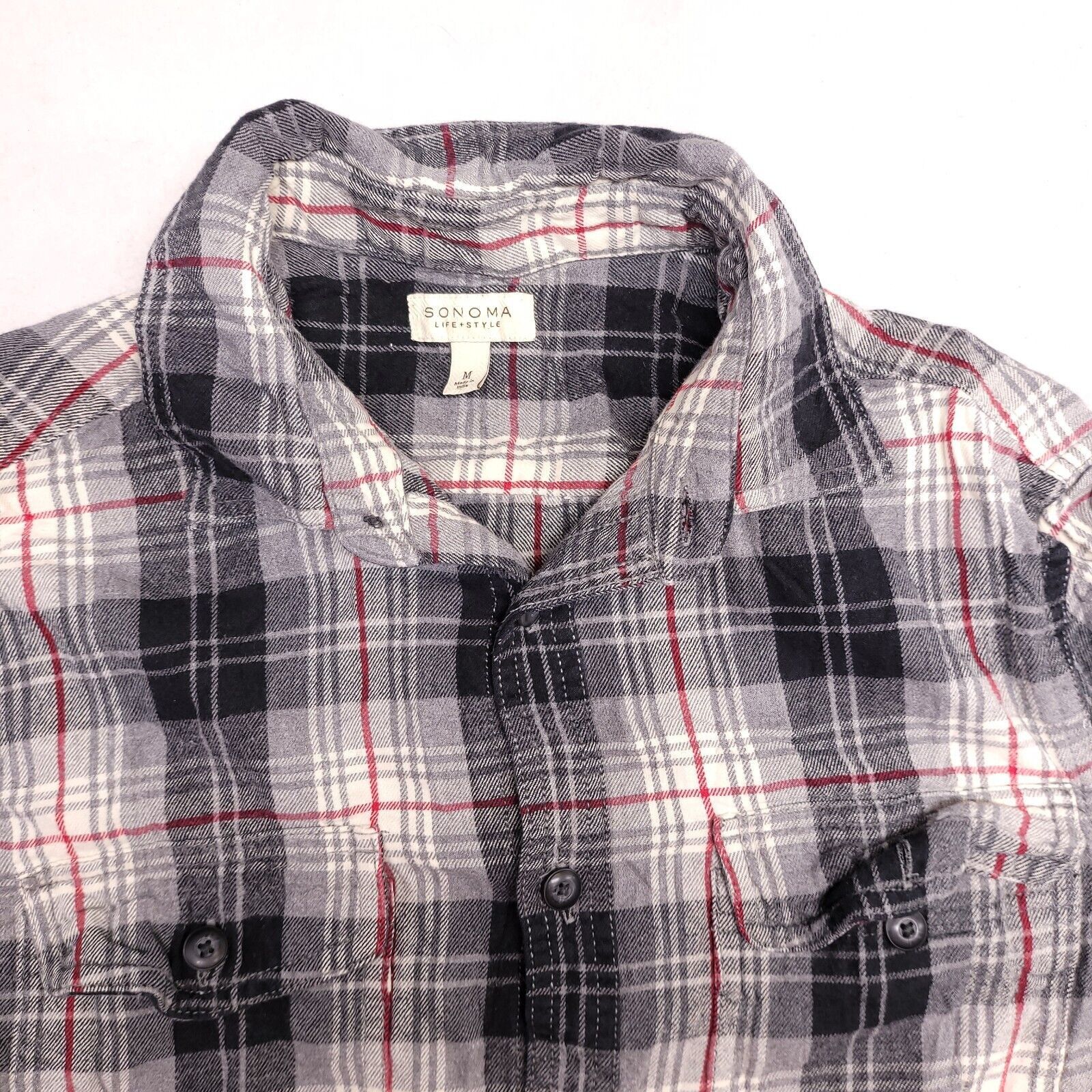 Sonoma Sonoma Tartan Flannel Button Shirt Mens Size Medium M Black Size US M / EU 48-50 / 2 - 1 Thumbnail