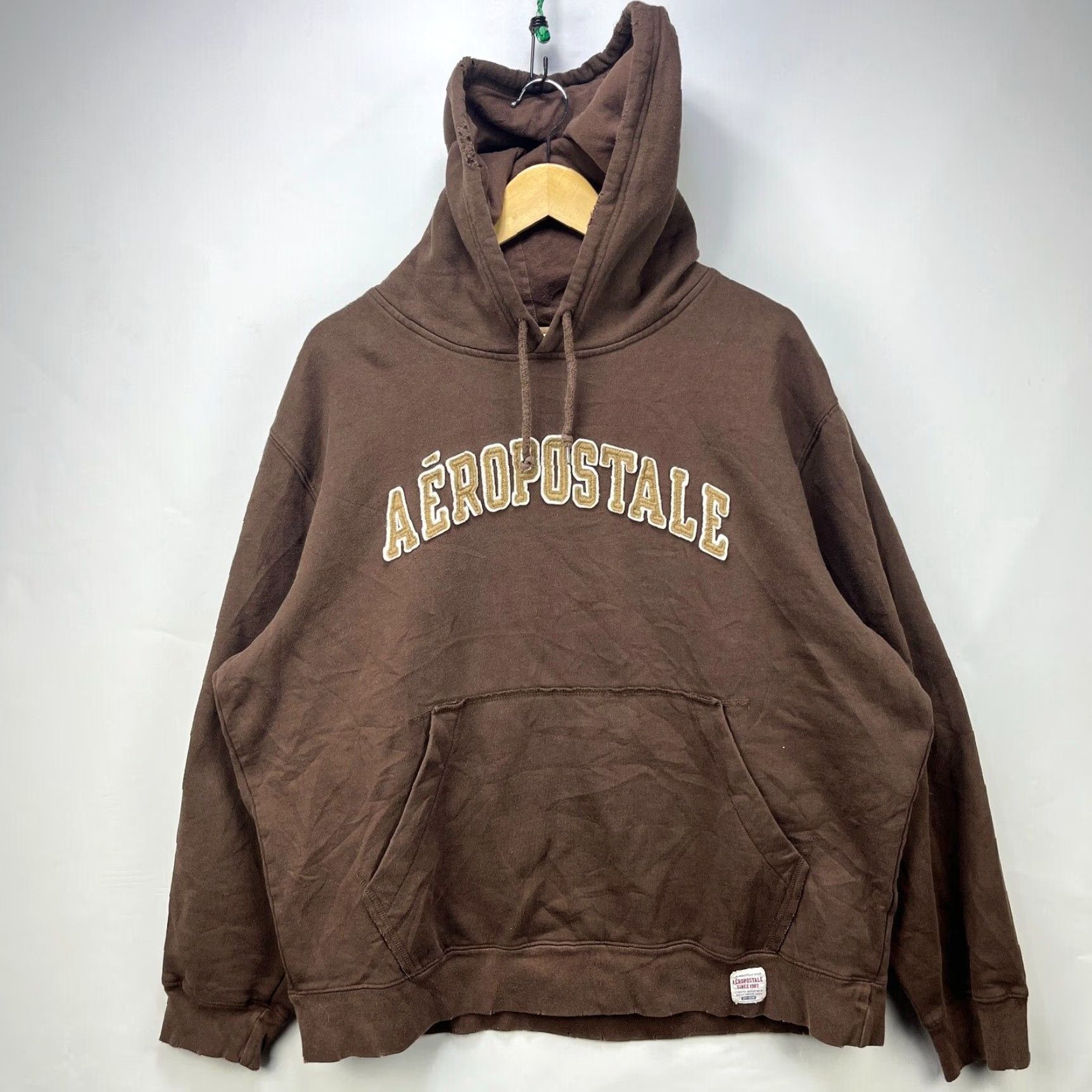 Aeropostale VINTAGE Aeropostale Hoodie XL Brown 90s Pullover Long Sleeve Mens Size US XL / EU 56 / 4 - 2 Thumbnail