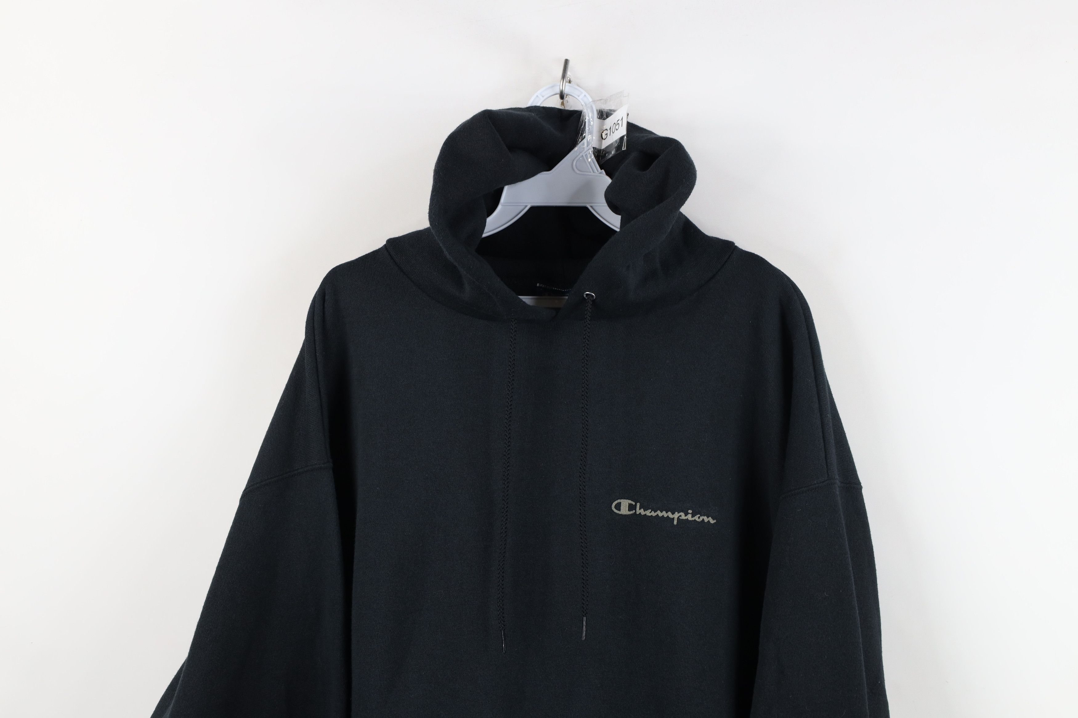 Champion Vintage 90s Champion Faded Spell Out Hoodie Sweatshirt Black Size US XL / EU 56 / 4 - 2 Thumbnail