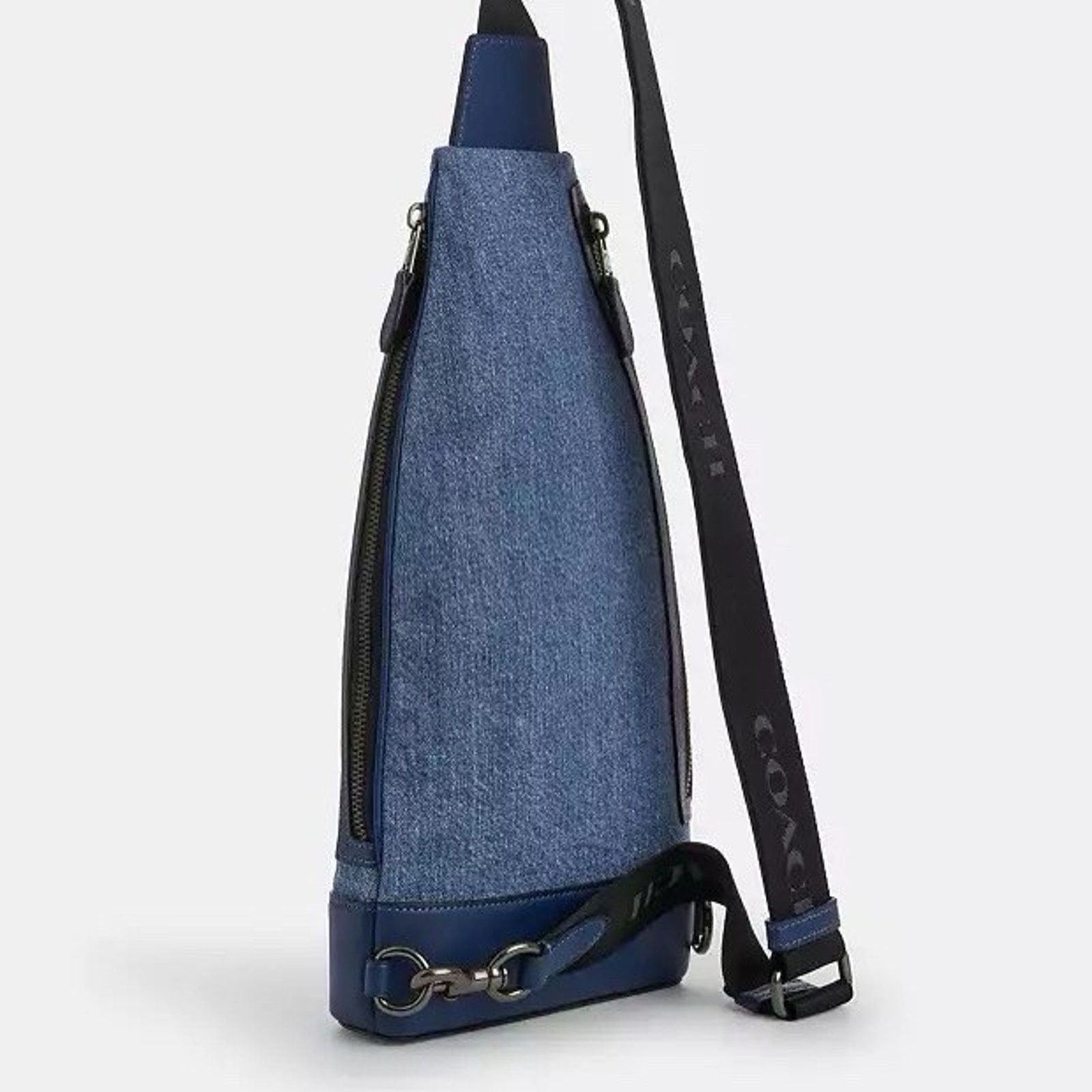 Coach NWT Coach Dominic Sling Pack Bag Denim/Deep Blue CBI74 Size ONE SIZE - 7 Thumbnail