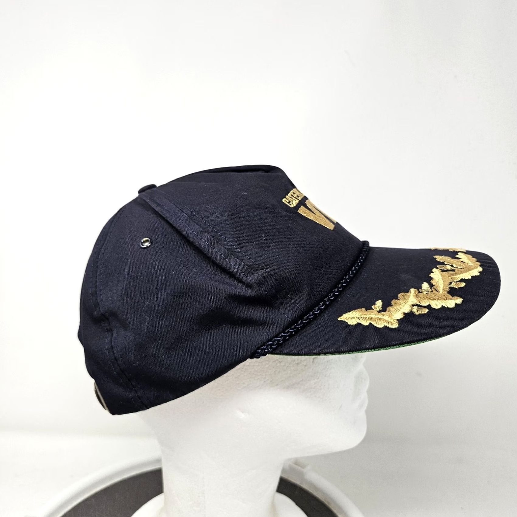 Vintage Caterpillar Hat Cap Navy Blue VIP Embroidered Gold Leaf Rope Mens Strap Back Size ONE SIZE - 3 Thumbnail