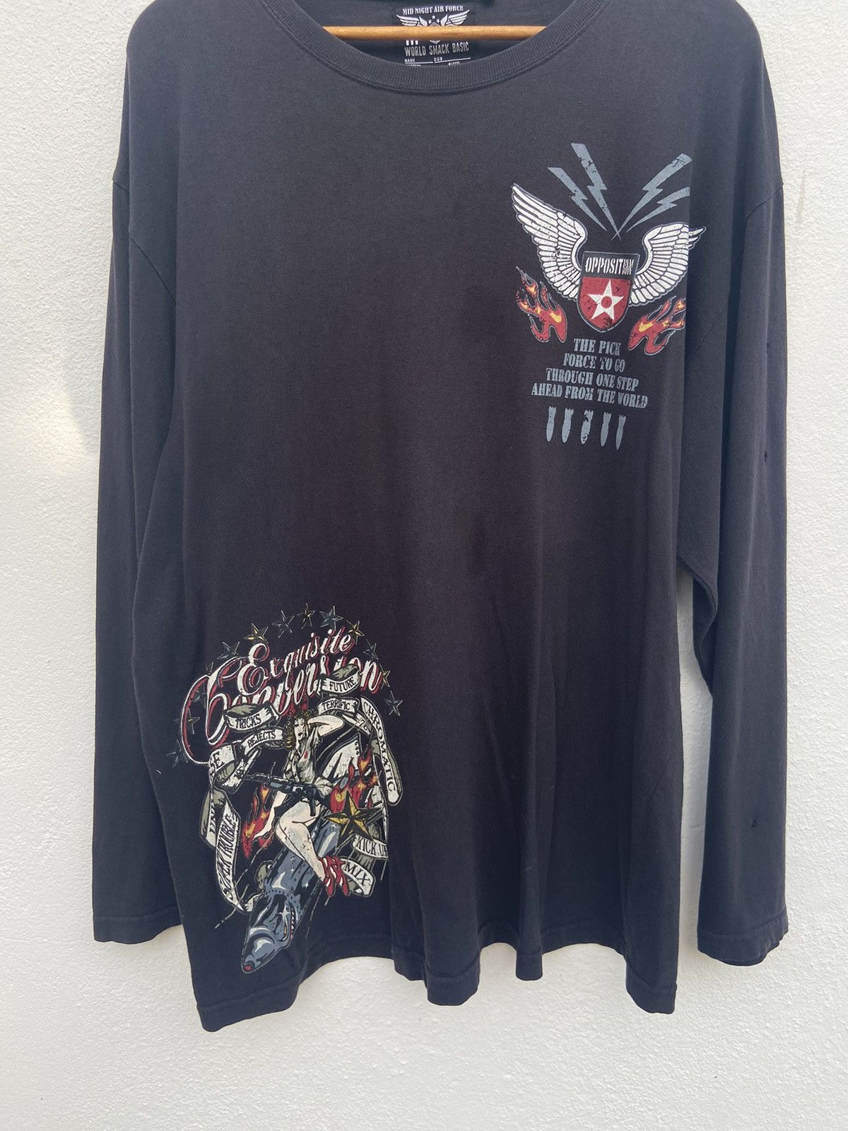 Japanese Brand Air Force t shirt long sleeve War Smack distressed Size US XL / EU 56 / 4 - 9 Thumbnail