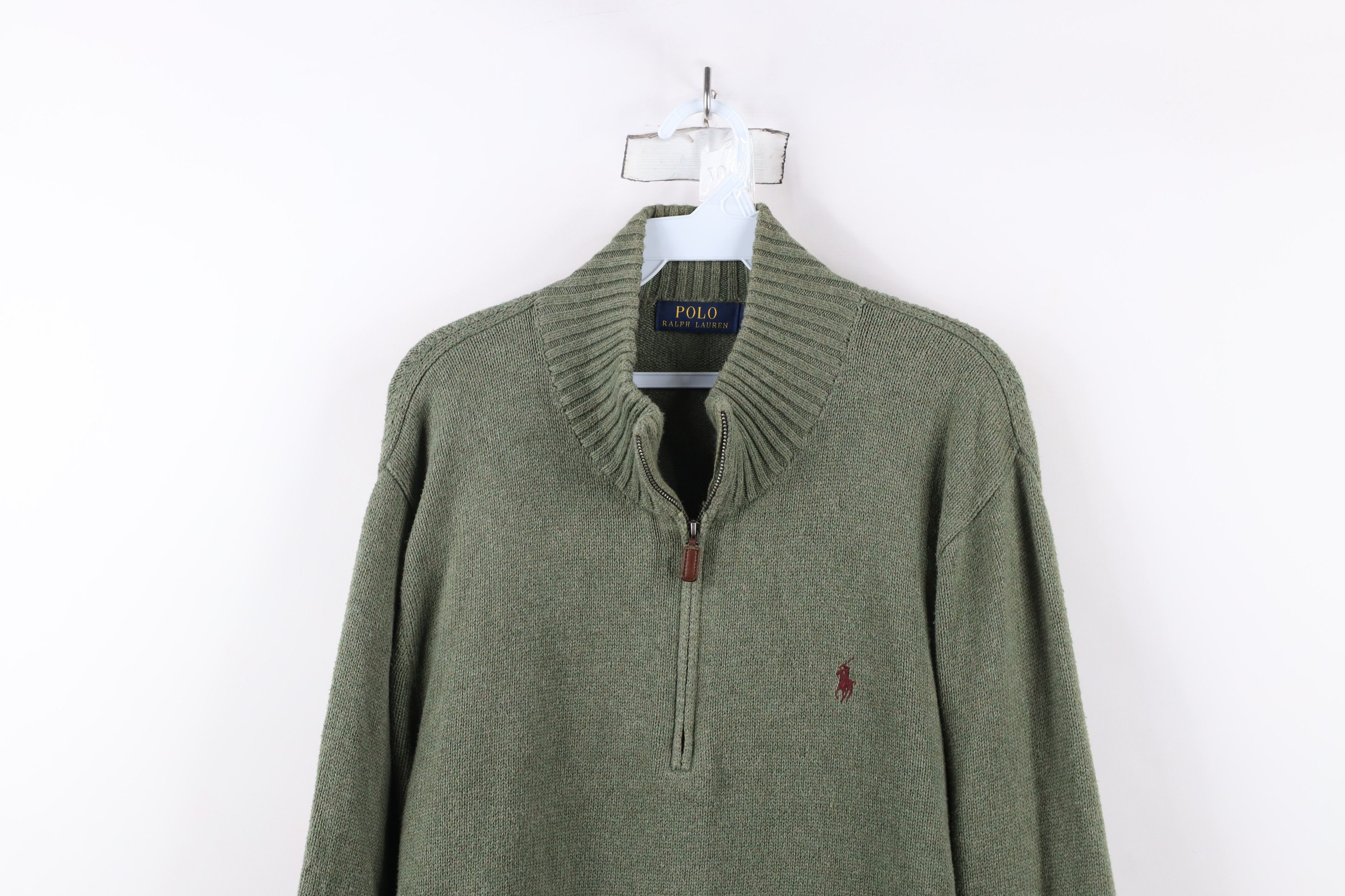 Ralph Lauren × Vintage Vintage Ralph Lauren Ribbed Knit Half Zip Pullover Sweater Size US L / EU 52-54 / 3 - 2 Thumbnail