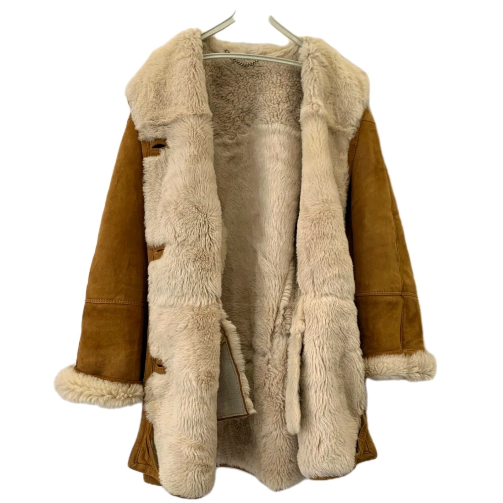 Vintage VINTAGE Shearling Coat Women L Sheepskin Leather Fur Lined Brown Overcoat Size L / US 10 / IT 46 - 2 Thumbnail