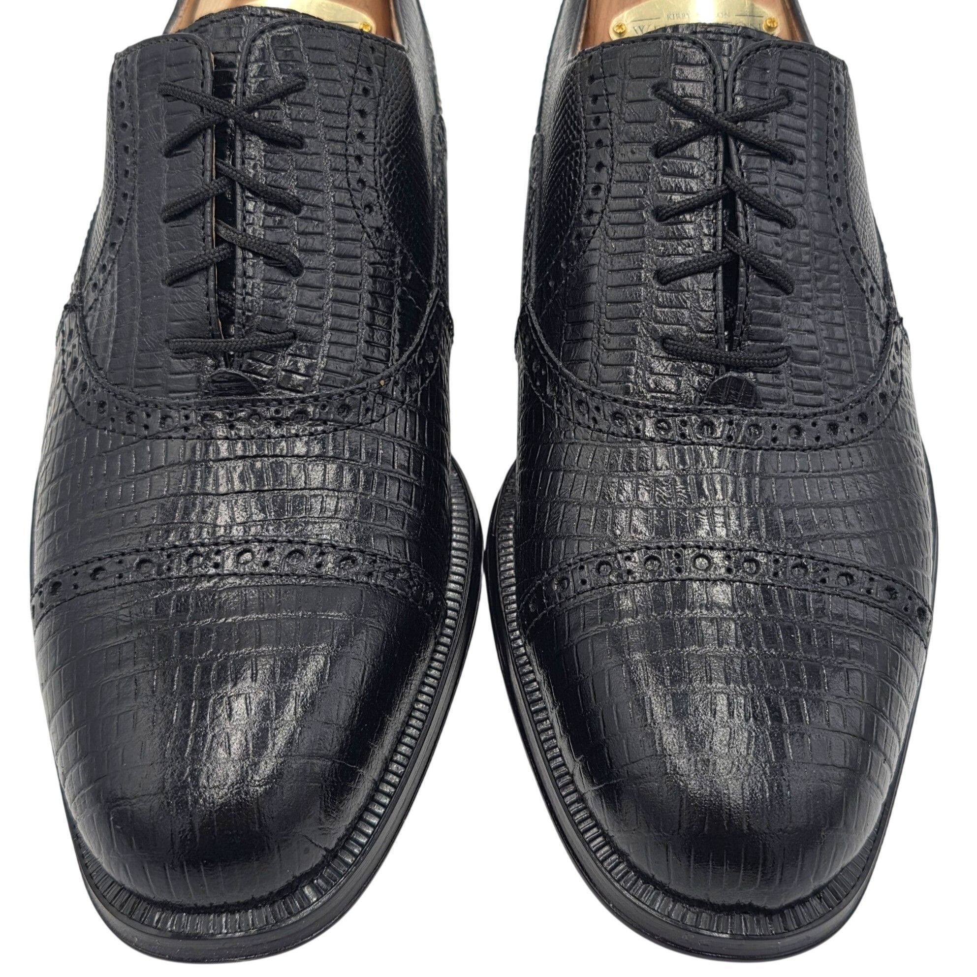 Giorgio Brutini NEW Giorgio Brutini Black Lizard Print Leather Cap-toe Oxfor Size US 8 / EU 41 - 3 Thumbnail