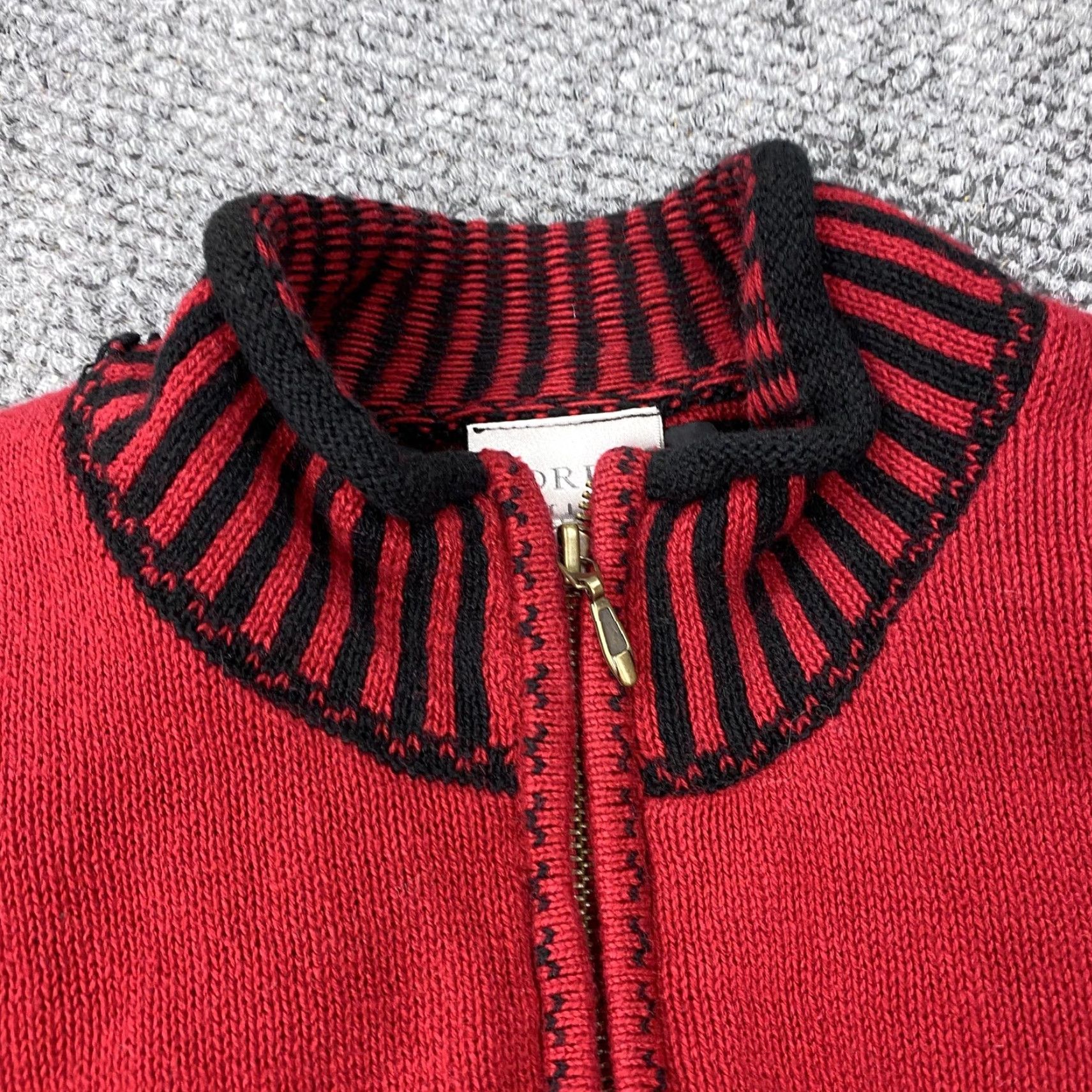 Vintage VINTAGE Koret Jacket Womens Large Red Floral Embroidered Knit Full Zip Lined Petites Bohemian Women Size L / US 10 / IT 46 - 4 Thumbnail