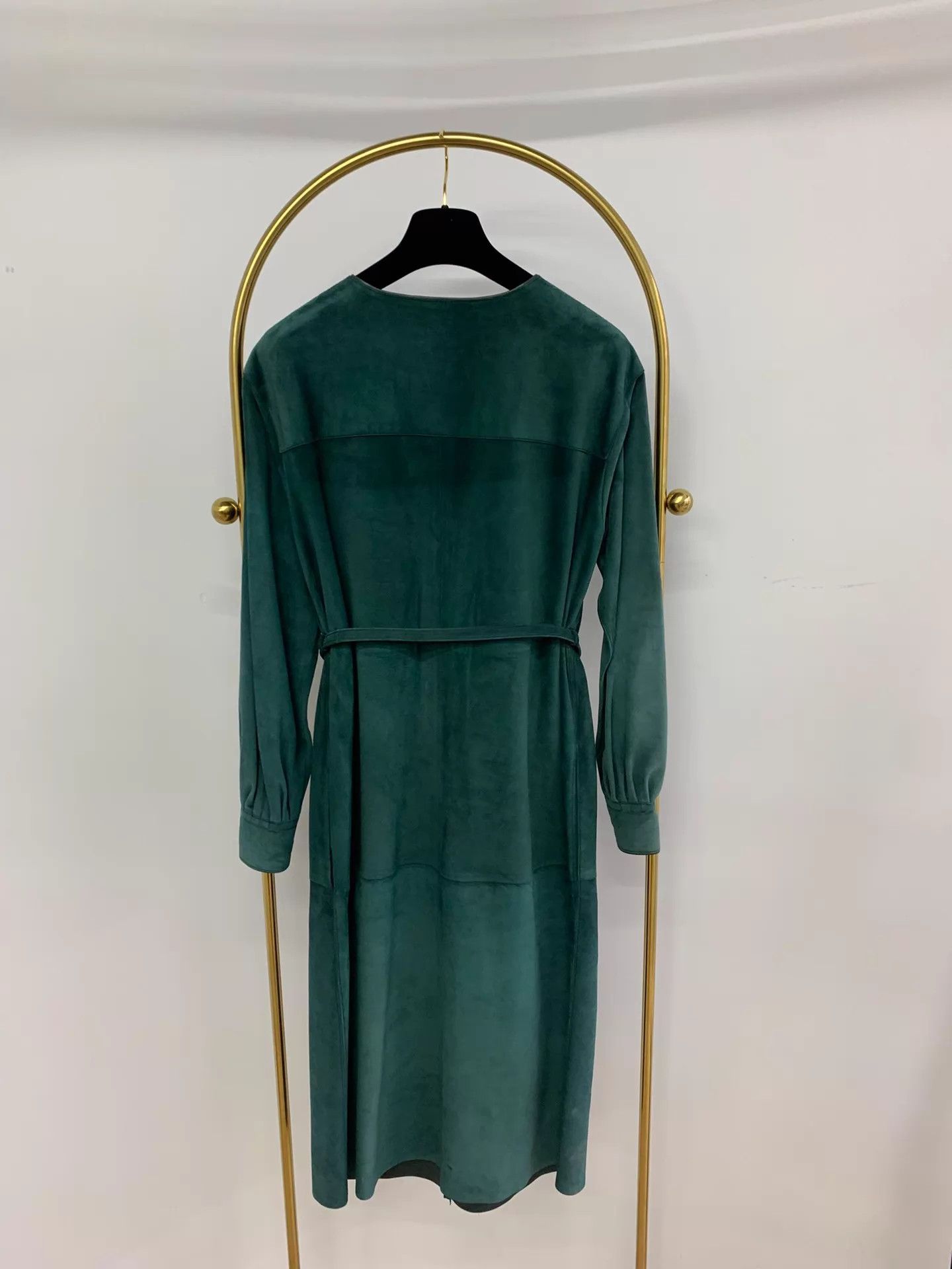 Celine Celine Green Suede Long Sleeve Dress Size 34 New Size XXS / US 00 / IT 34 - 4 Thumbnail
