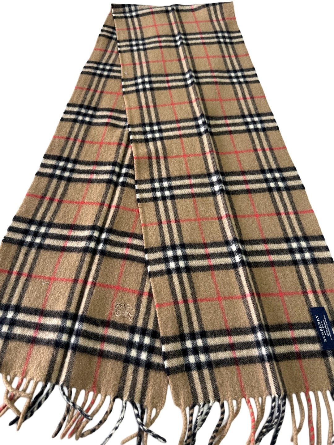 Burberry Burberrys Classic Check Beige 100% Cashmere Unisex Scarf Size ONE SIZE - 2 Thumbnail