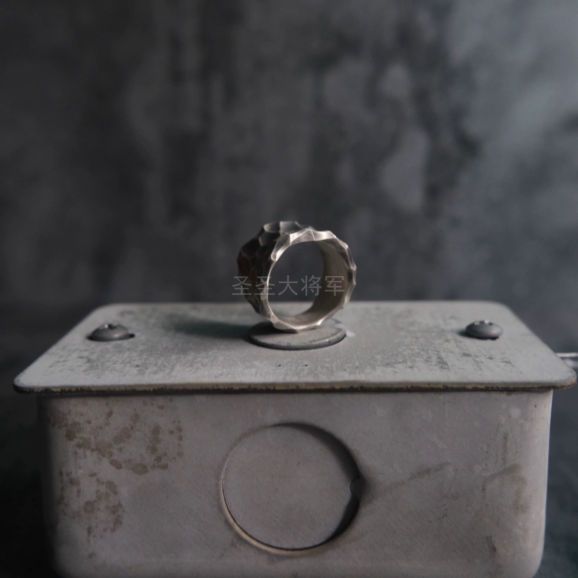 Gothmos Gothmos Korean Hammered Oxidized 925 Silver Ring 14+20 Size ONE SIZE - 6 Thumbnail