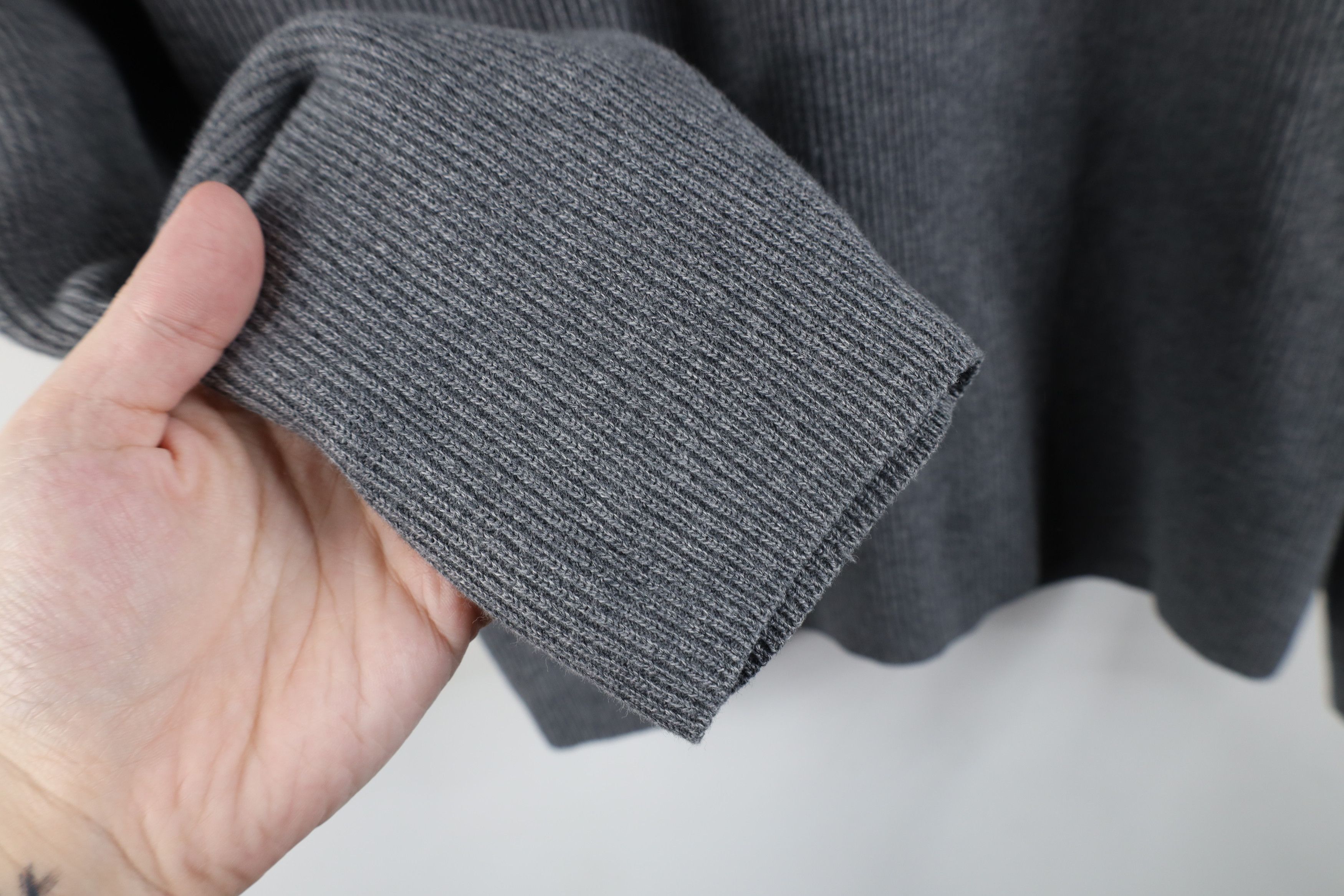 Eddie Bauer × Vintage Vintage 90s Eddie Bauer Ribbed Knit Long Sleeve Polo Gray Size US M / EU 48-50 / 2 - 7 Thumbnail