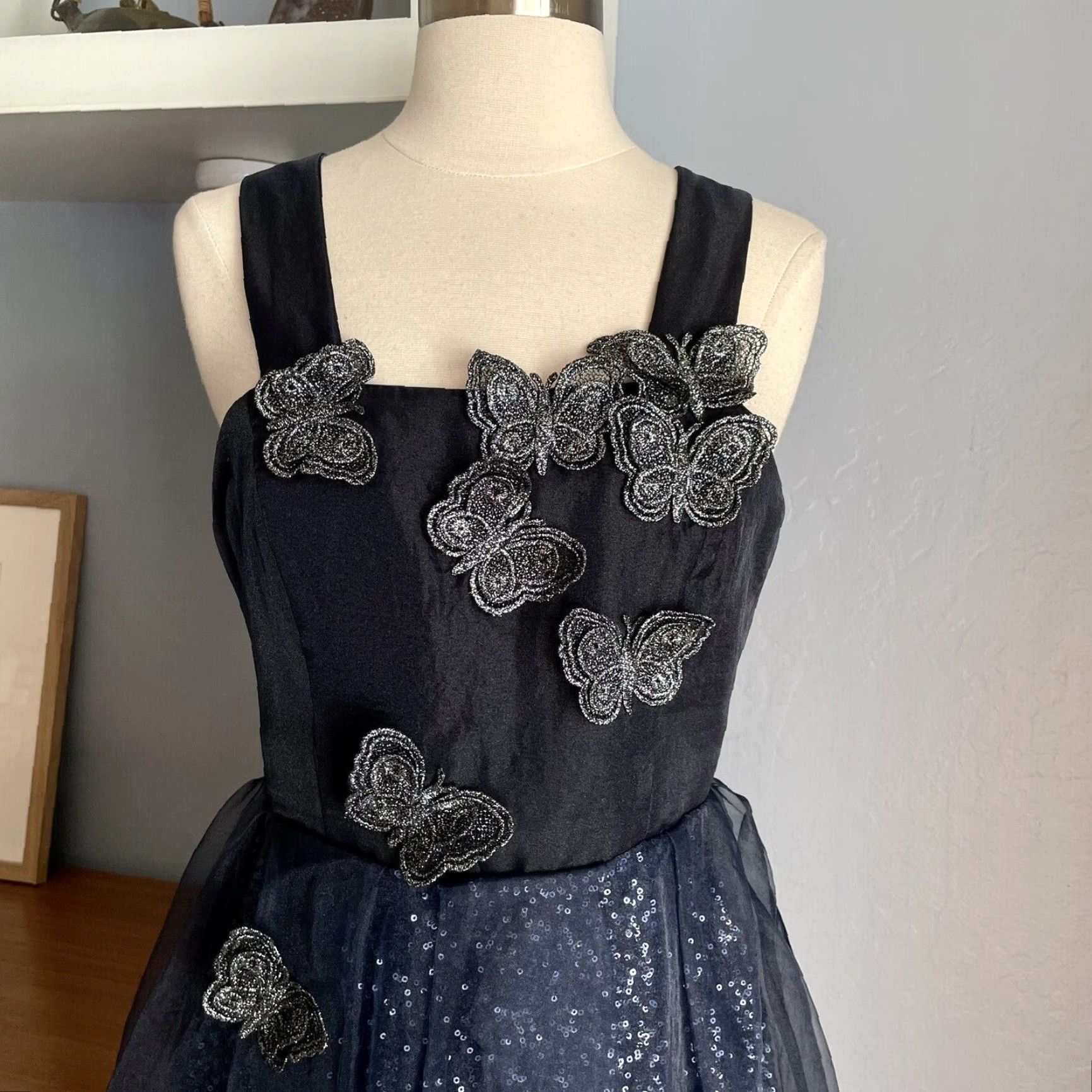 Vintage Sretsis Butterfly Sequins Dress Whimsical Fairy Gothic Blue Dress Short US 6 Womens Size M / US 6-8 / IT 42-44 - 2 Thumbnail