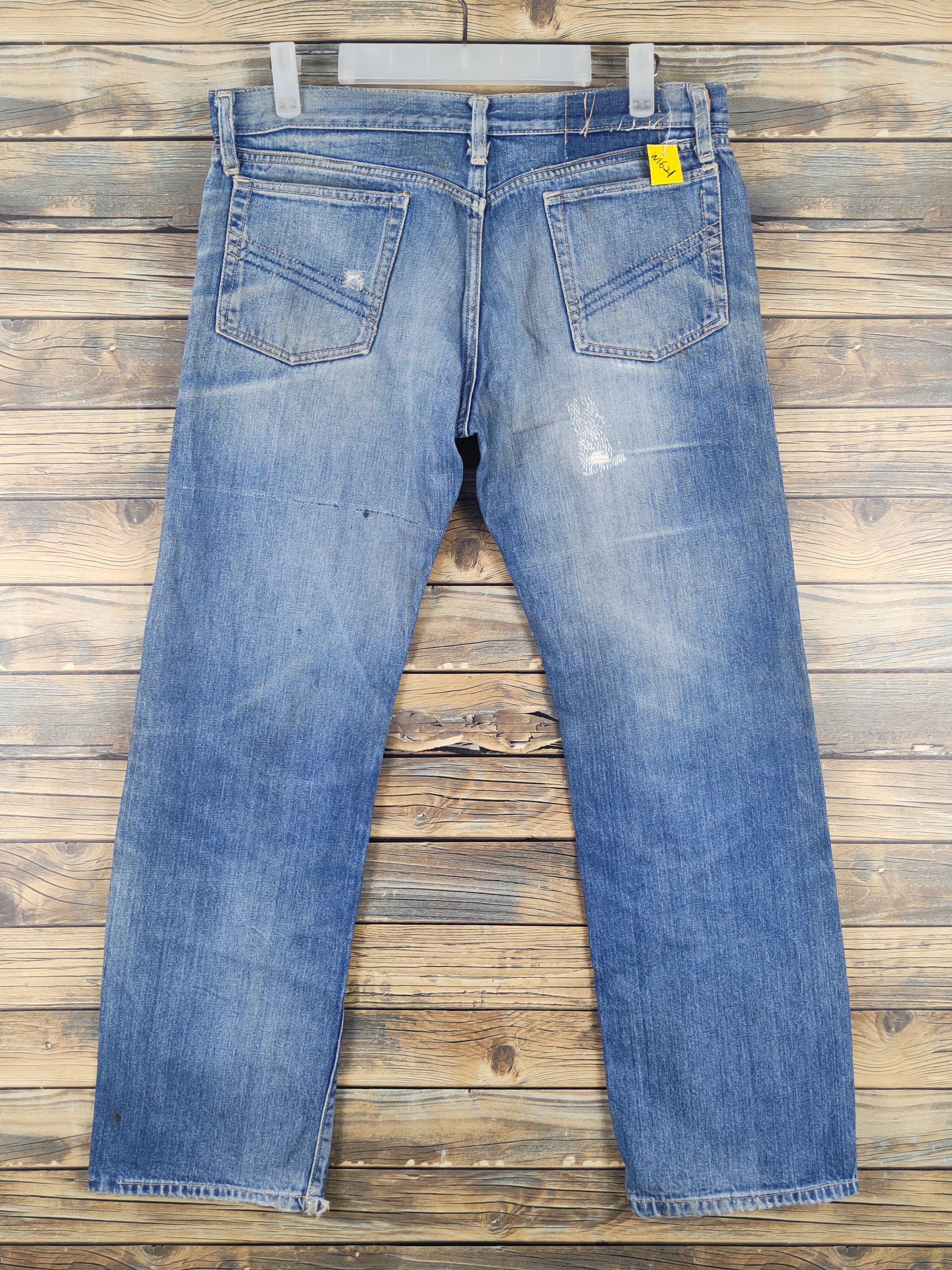 Vintage Bison vintage Blue Distressed Ripped denim Jeans #W1621 Size US 31 - 7 Thumbnail