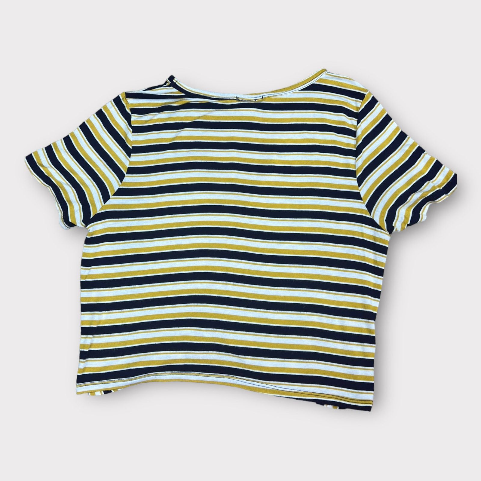 Nordstrom Gaze Cropped Striped Retro Top | Large | Knotted Hemline Size L / US 10 / IT 46 - 8 Thumbnail