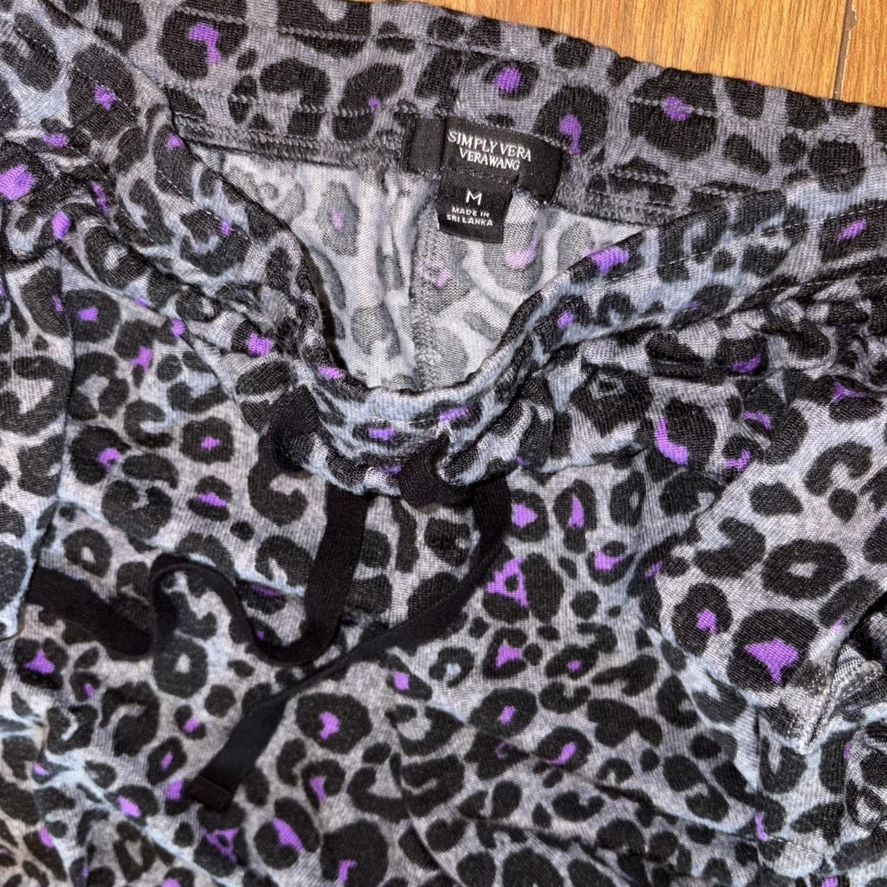 Vera Wang Purple & black leopard print joggers with drawstring waist Size 30" / US 8 / IT 44 - 4 Thumbnail