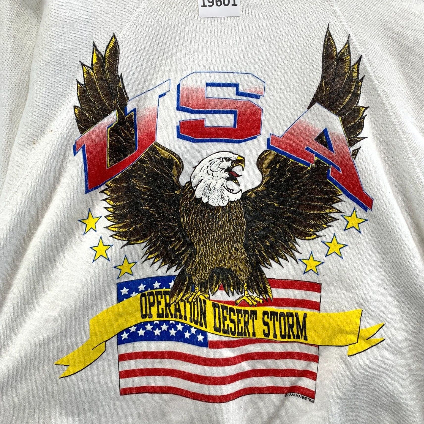 Vintage Vintage 90s Desert Storm Crewneck Sweatshirt Men's Large White Army USA Fleece Pullover Long Sleeve Size US L / EU 52-54 / 3 - 7 Thumbnail