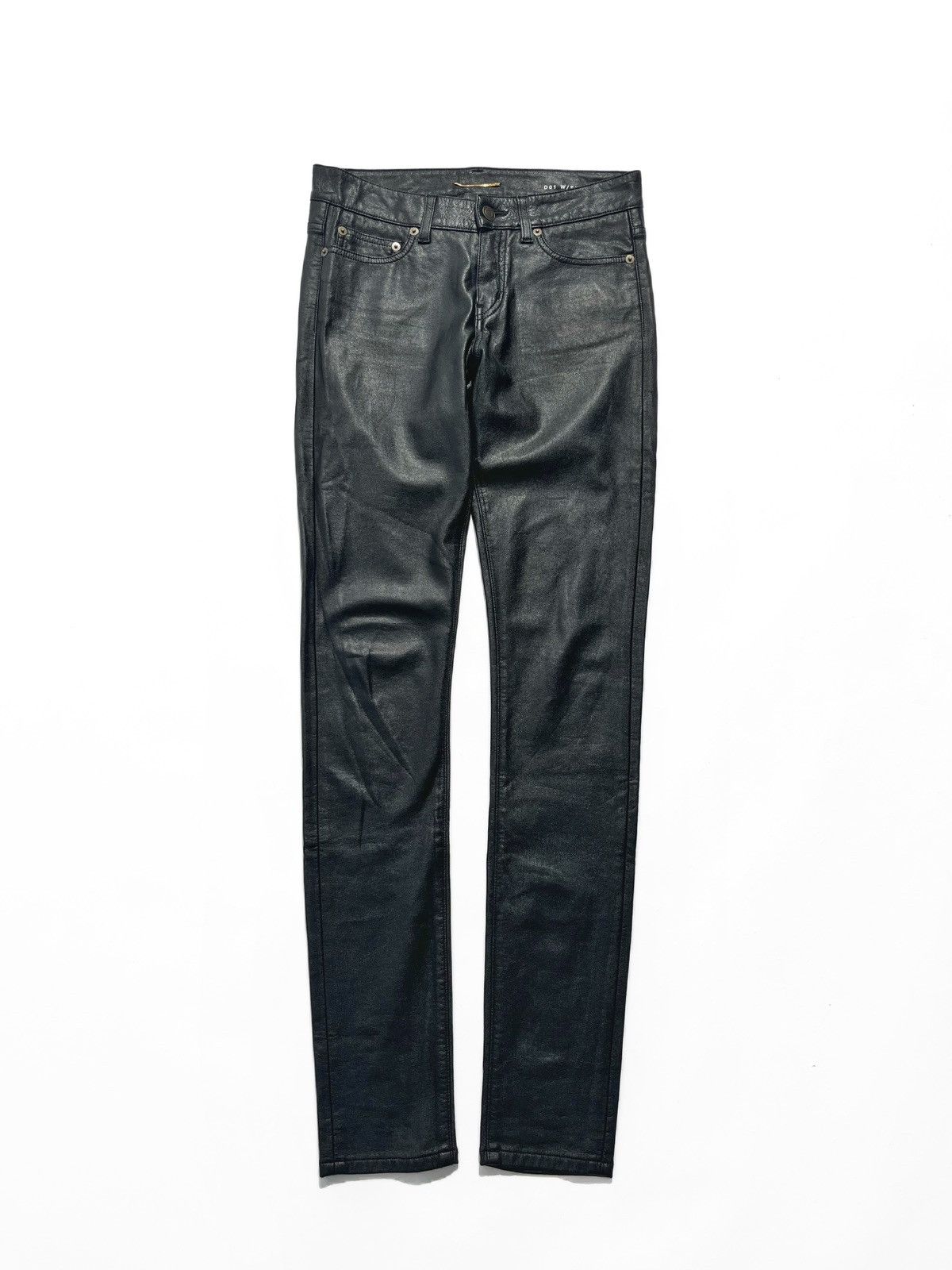 Saint Laurent Paris Fw14 Saint Laurent Black Faux Leather D01 Skinny Jeans, Women's (Size 27)