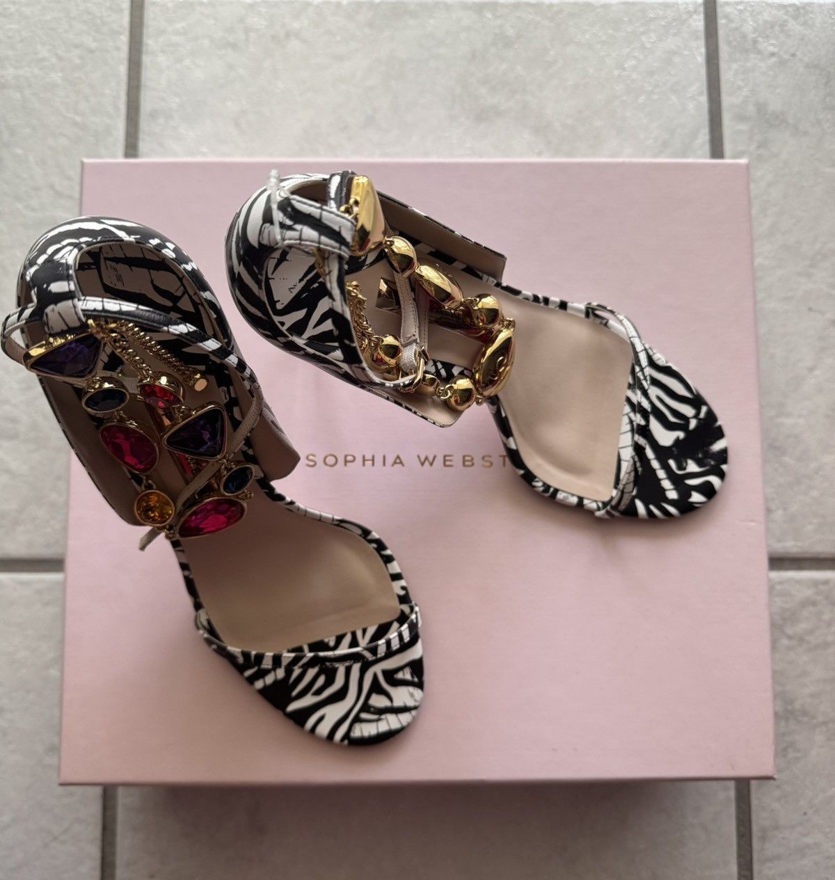 Sophia Webster Zebra Print Jewel Heels – Size 36 Size US 6.5 / IT 36.5 - 4 Thumbnail