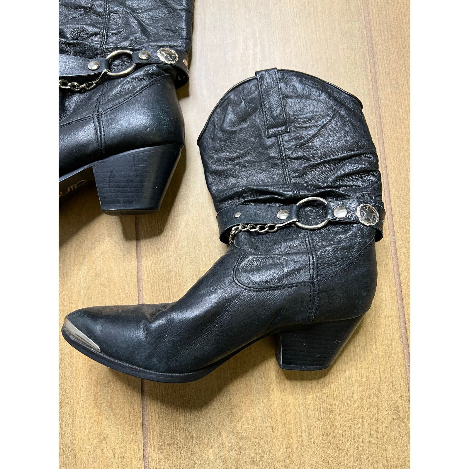 Vintage Dingo Ladies' Bailey Black Slouch Harnessed Boots Sz 6 M Size US 6 / IT 36 - 14 Thumbnail