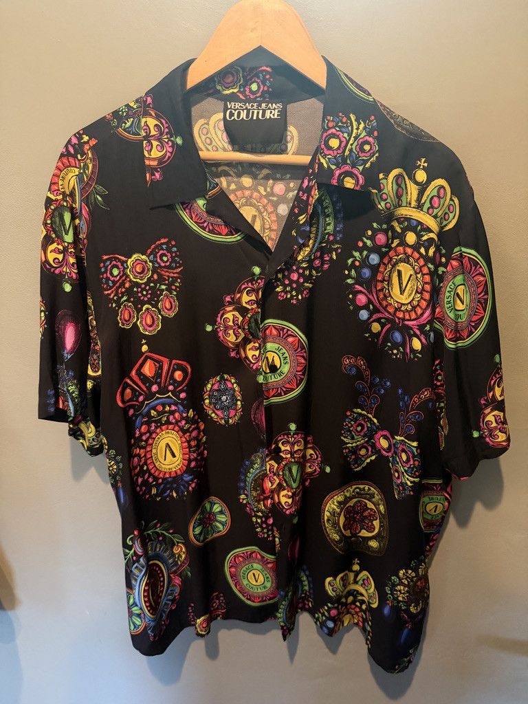 Versace Jeans Couture Versace Jeans Couture Regalia-Print Camp Shirt Size US L / EU 52-54 / 3 - 2 Thumbnail