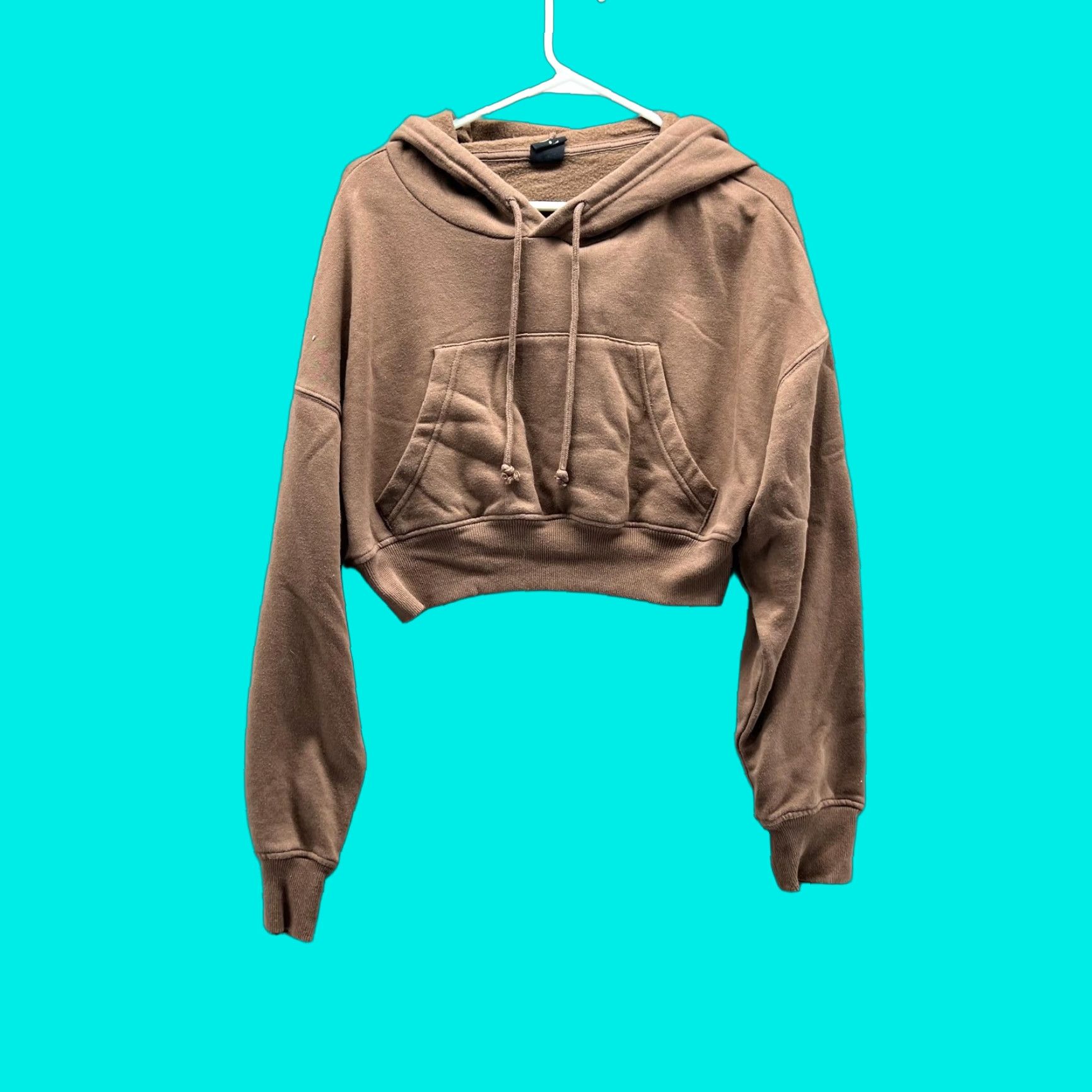 Pacsun Pacsun Sweater Women Small Brown Cropped Hooded Pullover Casual Cotton Logo Long Sleeve, Regular Fit, Fleece, Fall Winter, Women Small Size S / US 4 / IT 40 - 1 Thumbnail