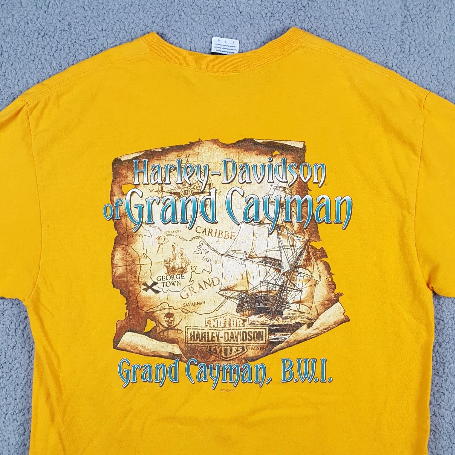 Harley Davidson Vintage Harley-Davidson T-Shirt Men's Large Biker Pirate Beach Retro Yellow Cotton Y2K Motorcycle Outdoor Accessories Size US L / EU 52-54 / 3 - 6 Thumbnail