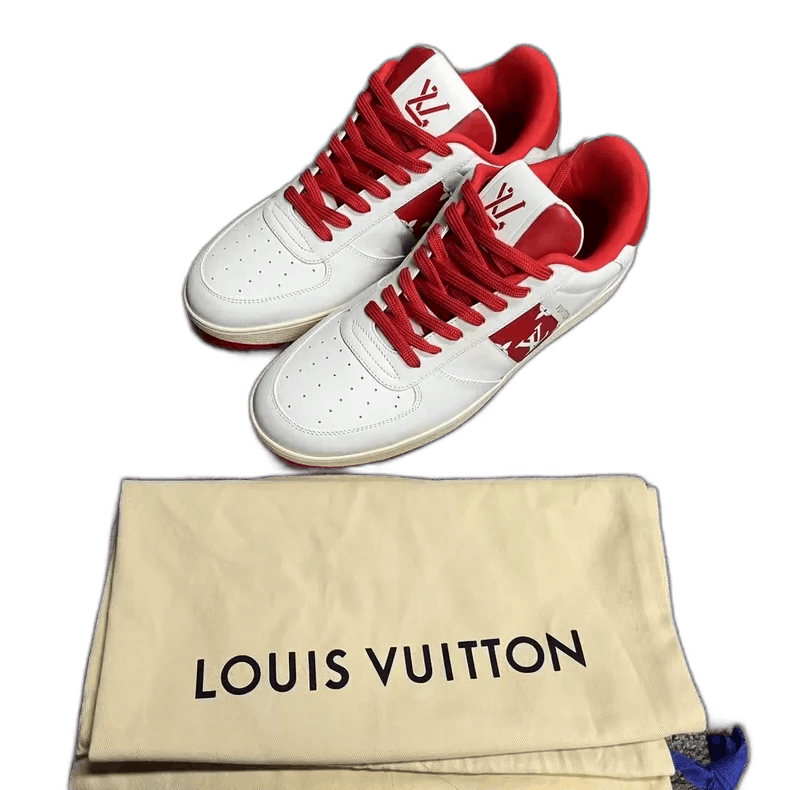 Louis Vuitton Red and White Lowtop Sneakers-2506