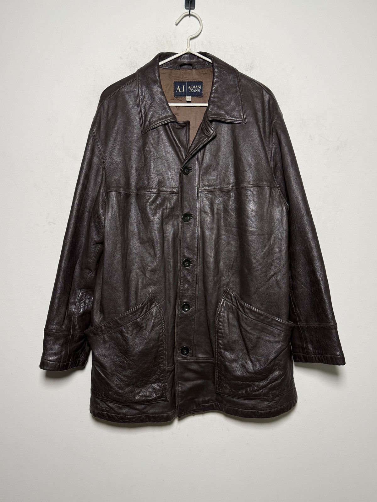 Giorgio Armani Vintage Armani Jeans brown leather jacket Size US L / EU 52-54 / 3 - 5 Thumbnail