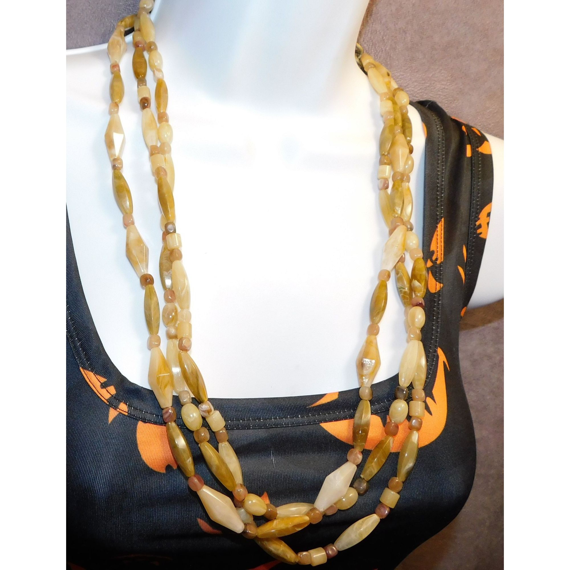 Other Retro Bohemian Faux Agate Beaded Layered Necklace Size ONE SIZE - 5 Thumbnail