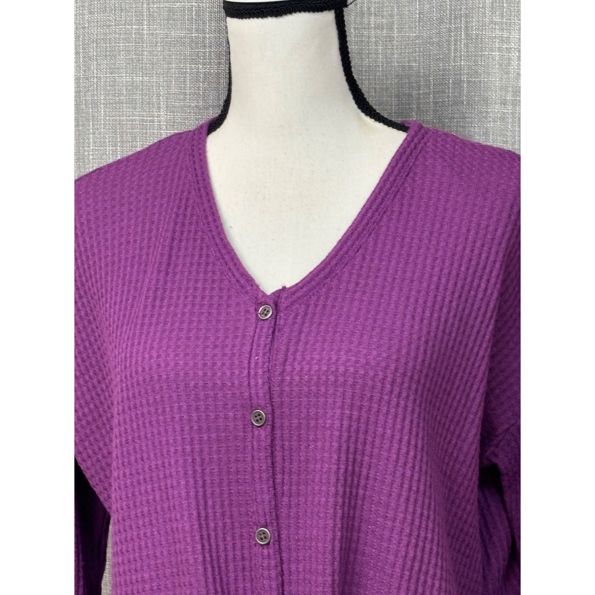 Style & Co Style & Co Women’s Knit Tie Hem Thermal Button up Top, Vivid Size S / US 4 / IT 40 - 5 Thumbnail
