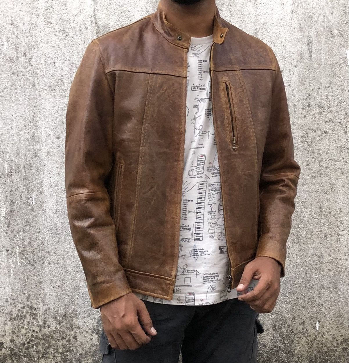 Vintage Vintage 90s Cow Real Leather Rider's Jacket By Uniqlo Size US M / EU 48-50 / 2 - 5 Thumbnail