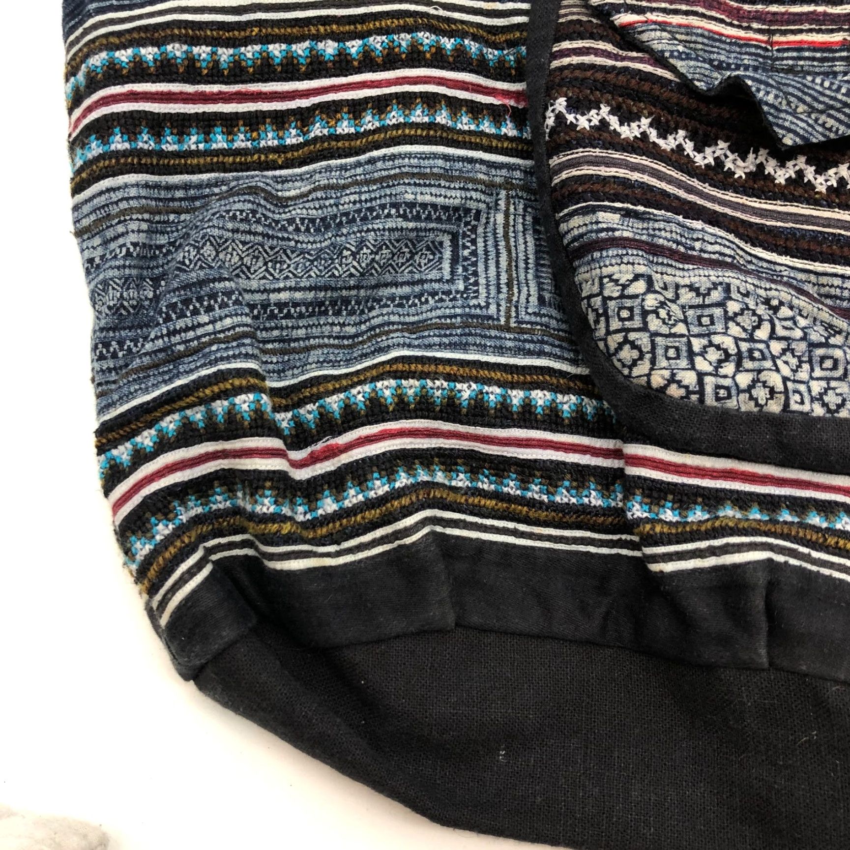 Vintage Woven Boho Fabric Shoulder Bag Tote Blue Western Braided Womens Festive Size ONE SIZE - 4 Thumbnail
