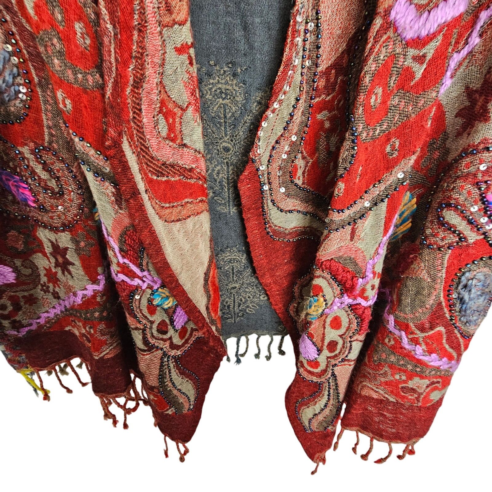 Soft Surroundings Soft Surroundings Juliette Wool Cardgan Sweater Fringe Boho Size ONE SIZE - 3 Thumbnail