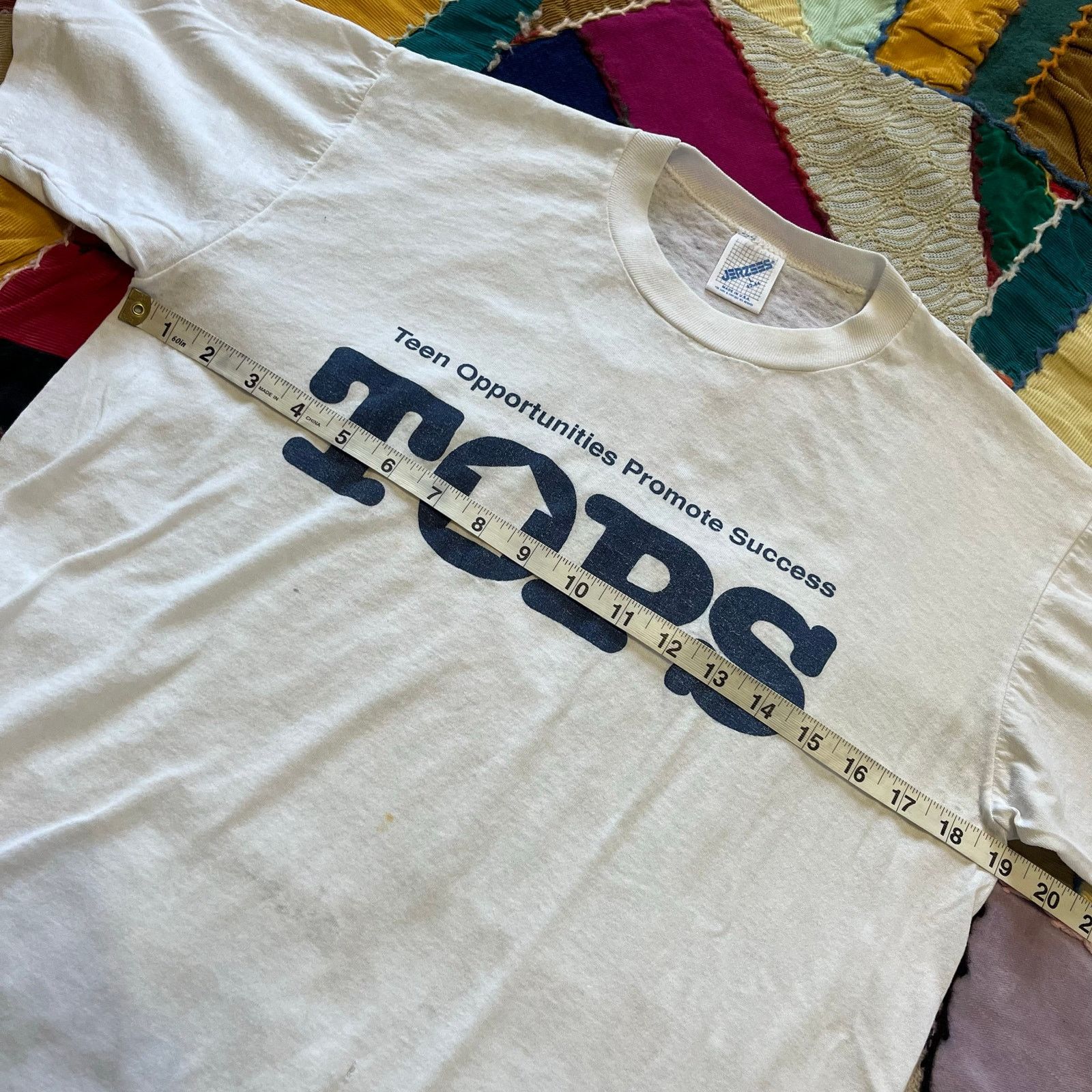 Jerzees Vintage Teen Opportunities Promote Success White Shirt M/L Size US L / EU 52-54 / 3 - 6 Thumbnail