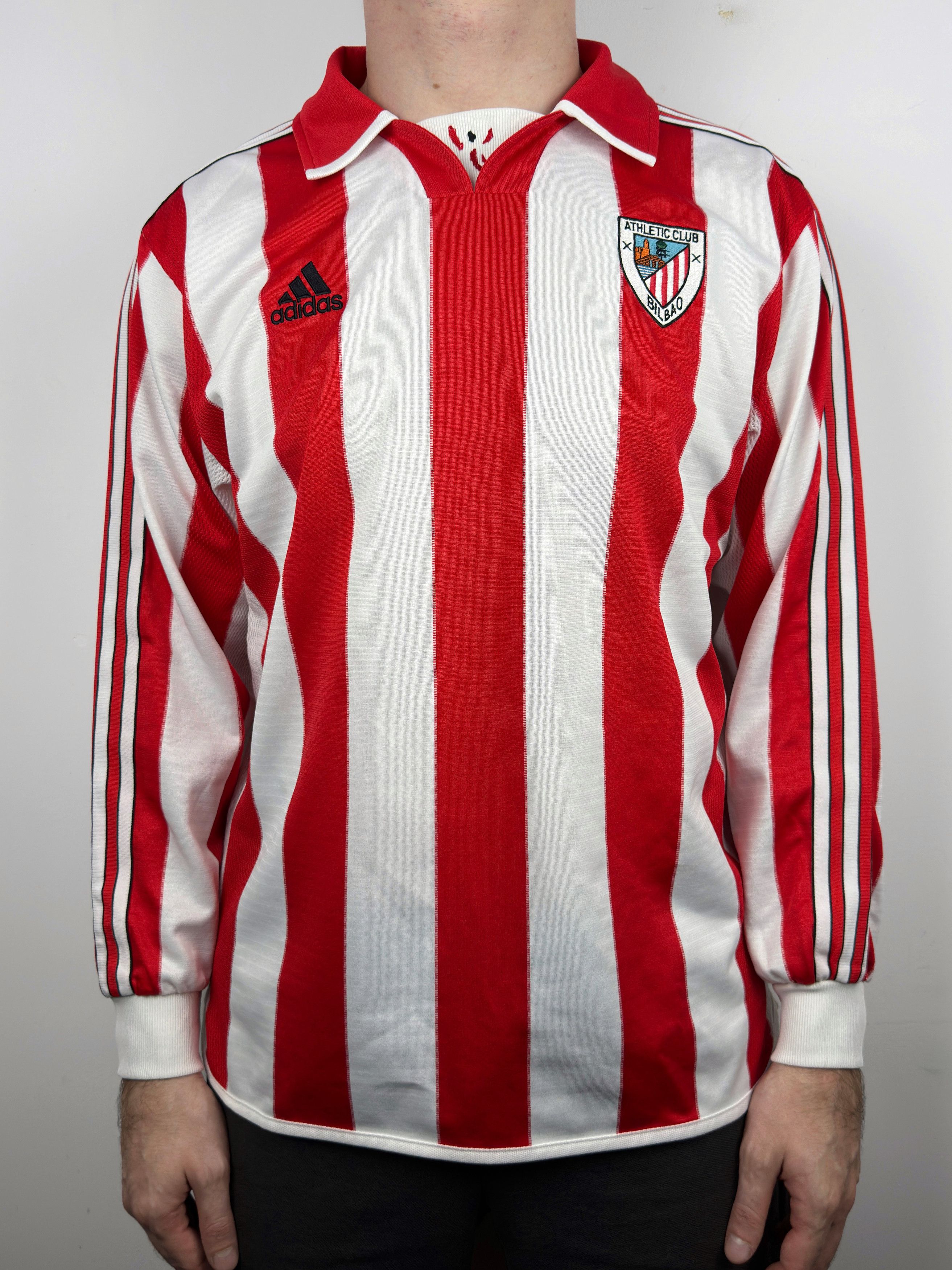 image of Adidas x Soccer Jersey Athletic Bilbao 1999 Long Sleeve Jersey Football Shirt in Red White (Size La