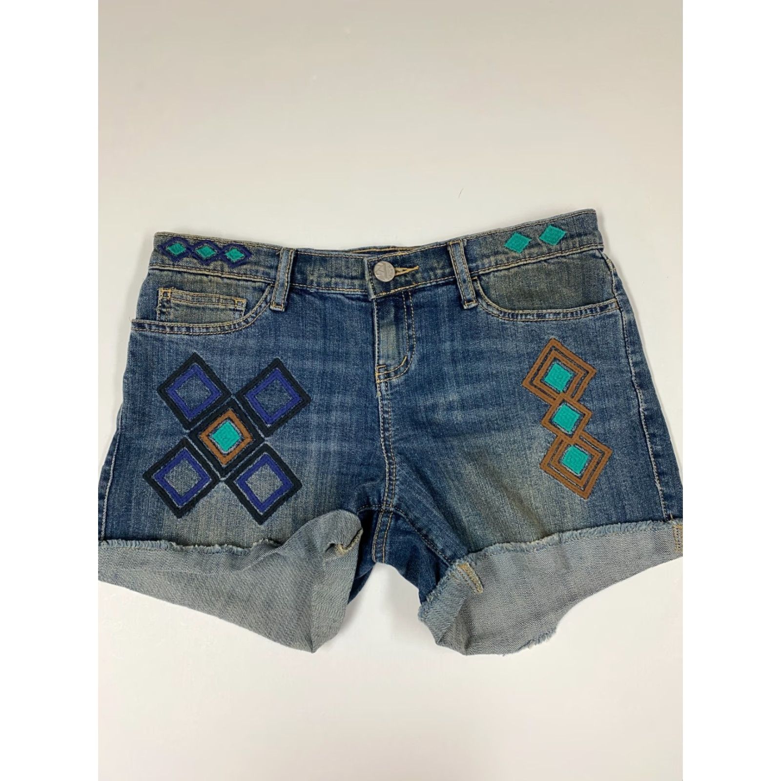 Denime Allen B Womens Shorts 4 blue Denim Chino Casual Cotton Blend Zip Front Classic 30 Waist White/Blue? Wait can't. Size 30" / US 8 / IT 44 - 2 Thumbnail