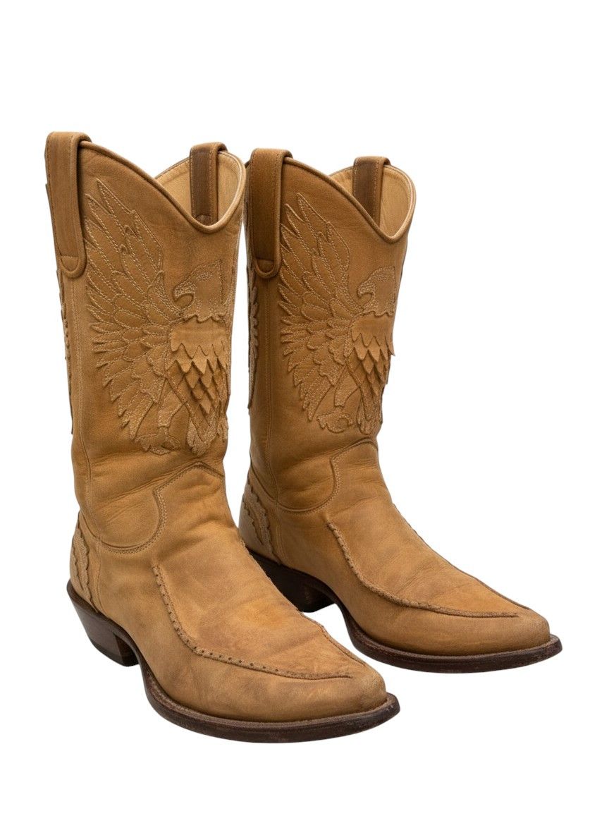 Roberto Cavalli F/W 2002 EAGLE SUEDE LEATHER COWBOY BOOTS Size US 10 / IT 40 - 1 Thumbnail