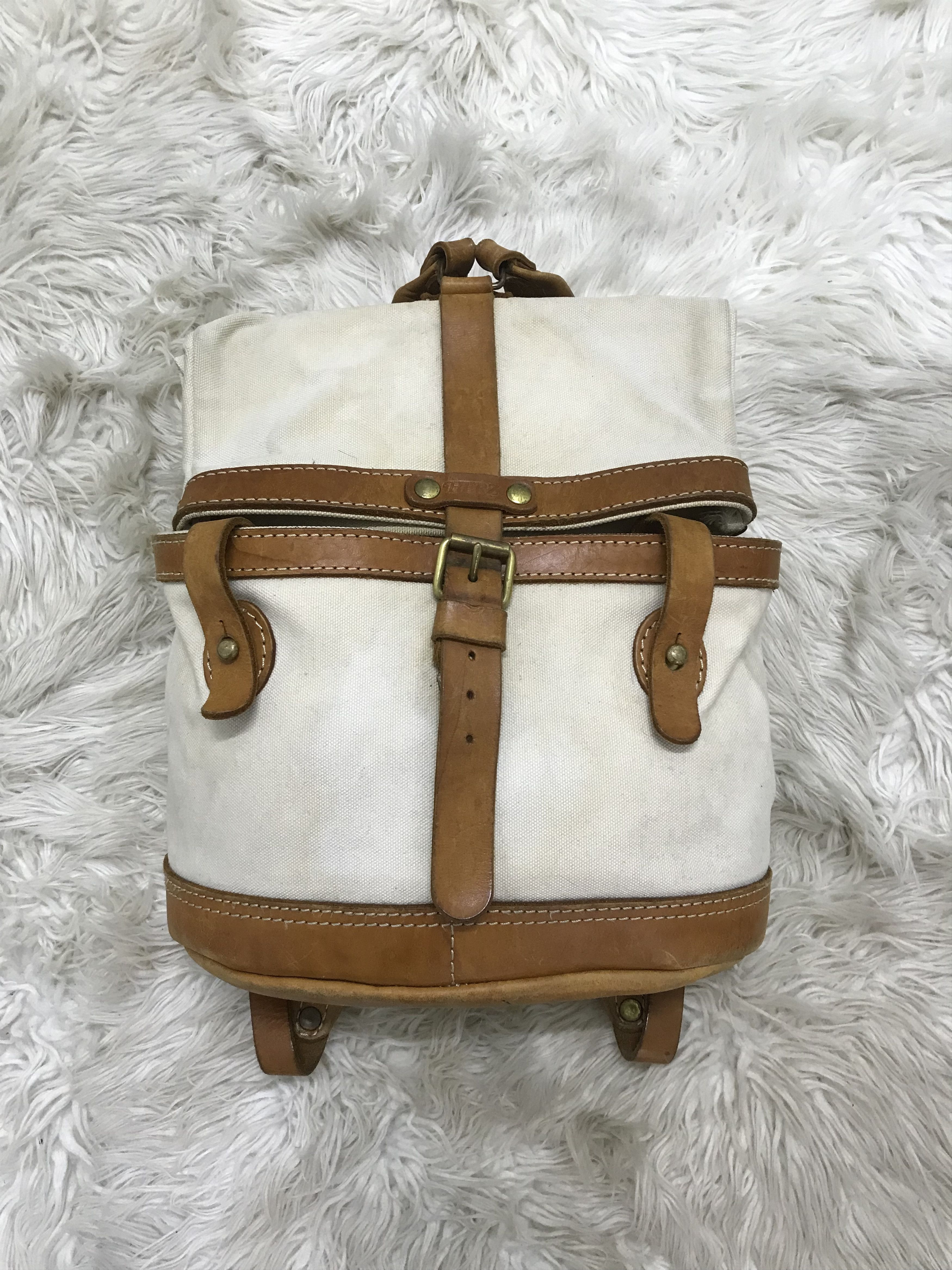 Japanese Brand HERZ Handmade Heavy Canvas and Half Leather BagPack Size ONE SIZE - 2 Thumbnail