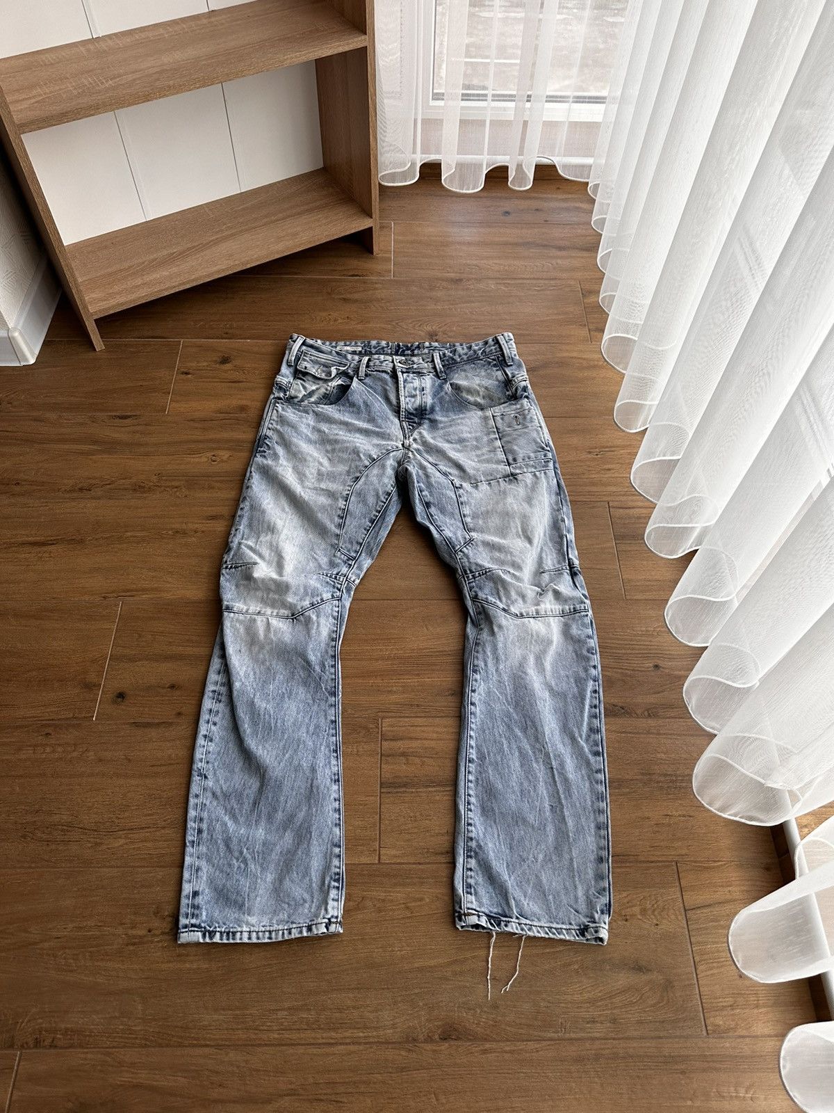 image of Archival Clothing x Vintage Junya Watanabe Style Archival Japanese Cargo Jeans in Blue (Size 35)