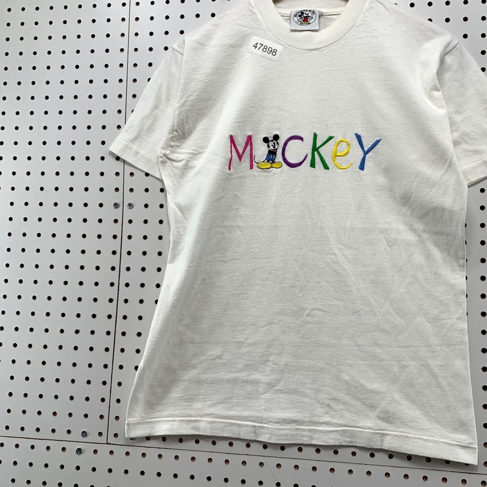 CO VINTAGE Mickey Co T Shirt Mens M White Mickey Spell Out Embroidered USA Size US M / EU 48-50 / 2 - 5 Thumbnail