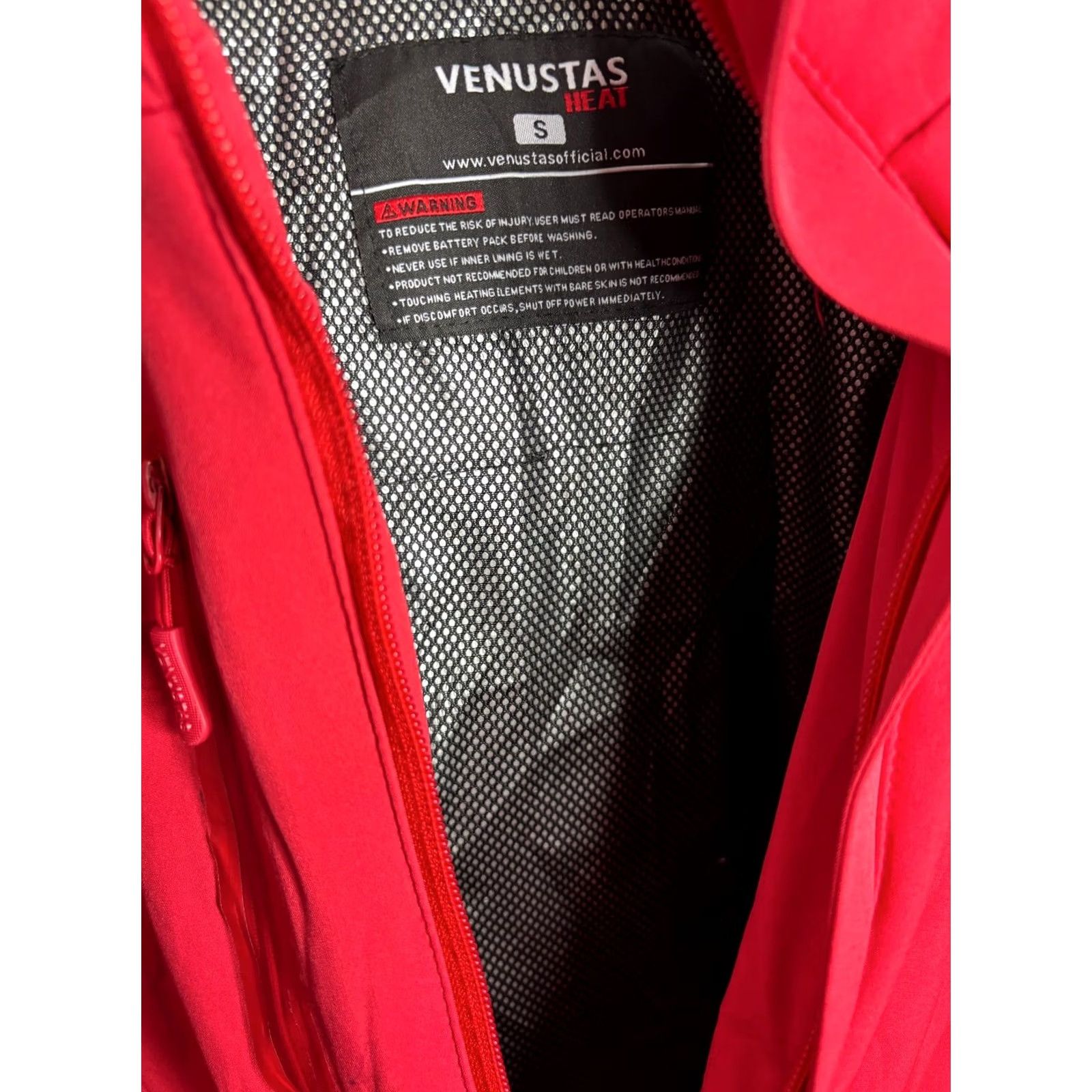 Vintage Venustas Heat Men’s Red Full Zip Heated Jacket W/Hood Size S - Regular Fit, Softshell, Logo, Zipper, Outdoor/Workwear Jacket Size US S / EU 44-46 / 1 - 7 Thumbnail