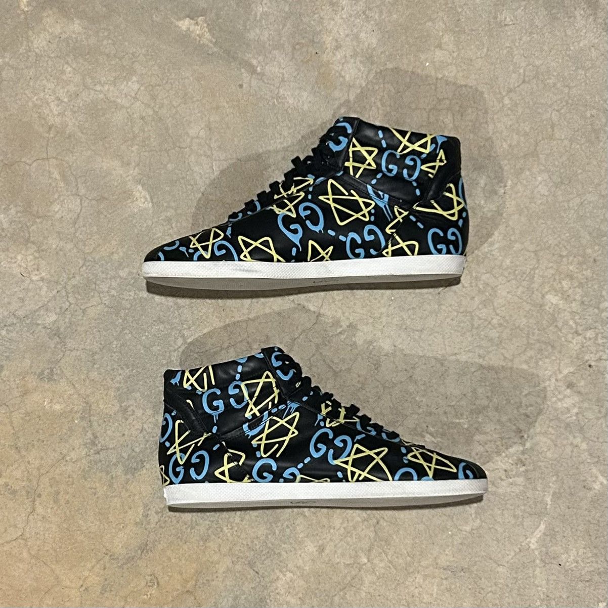 Designer × Gucci Gucci Ace High Top Graffiti Ghost Stars Leather Shoes US 11 Size US 11 / EU 44 - 4 Thumbnail